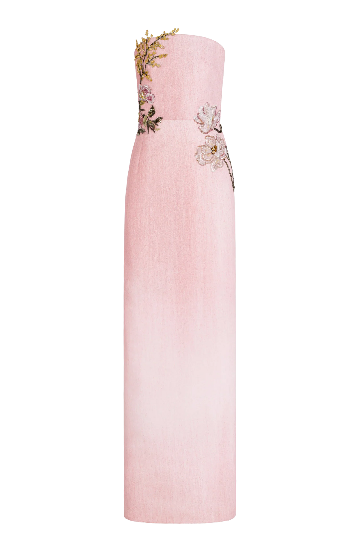 Beaded Mixed Botanical Embroidered Column Gown