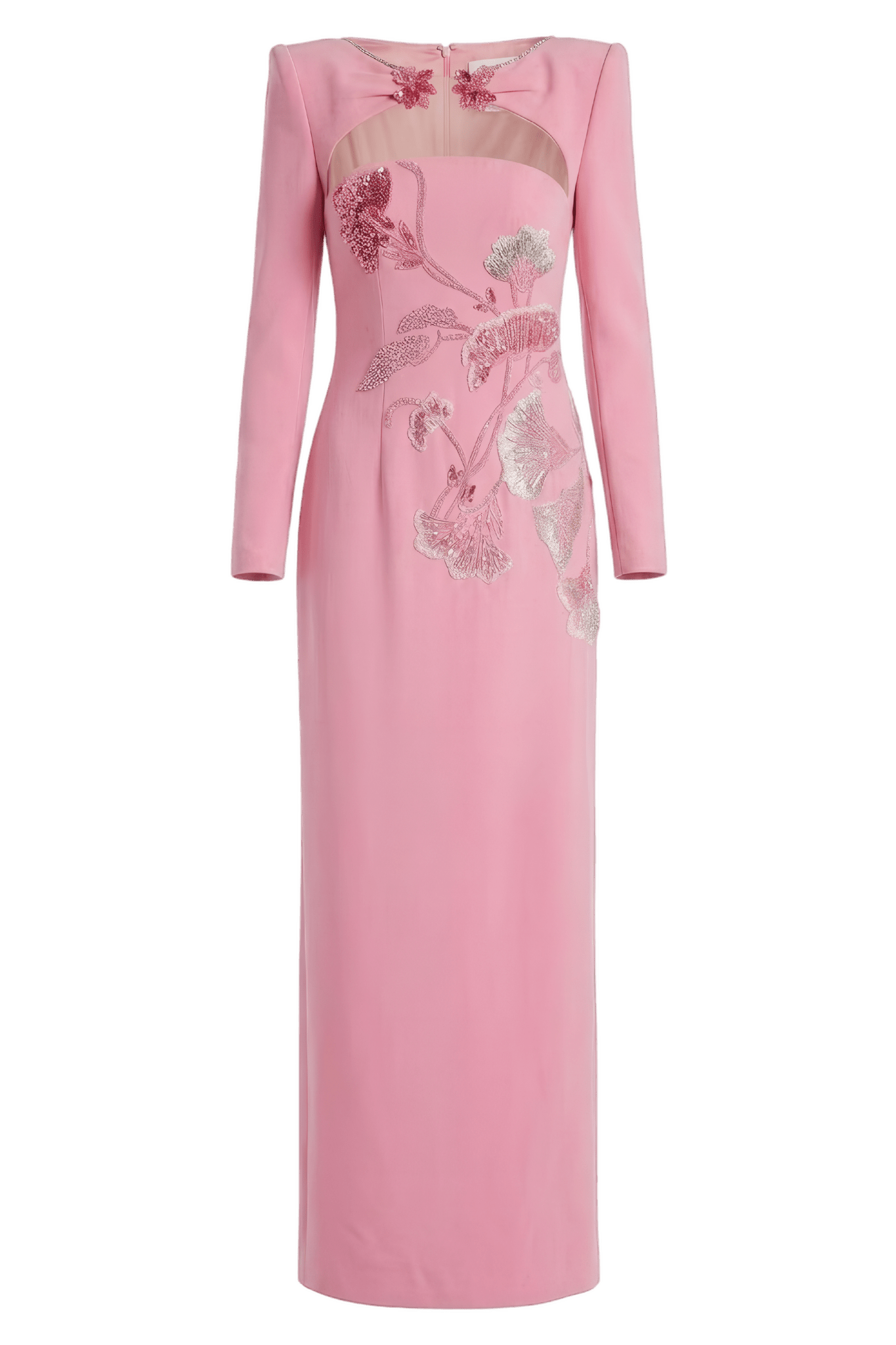 3D Floral Bead Long Sleeve Crepe Dress - ALBOUSHIYA - district 5 - dubai - riyadh - abaya - dresses - designers - evening wear - luxury - elegance - craftsmanship - gowns - cocktail dresses - collections - georges