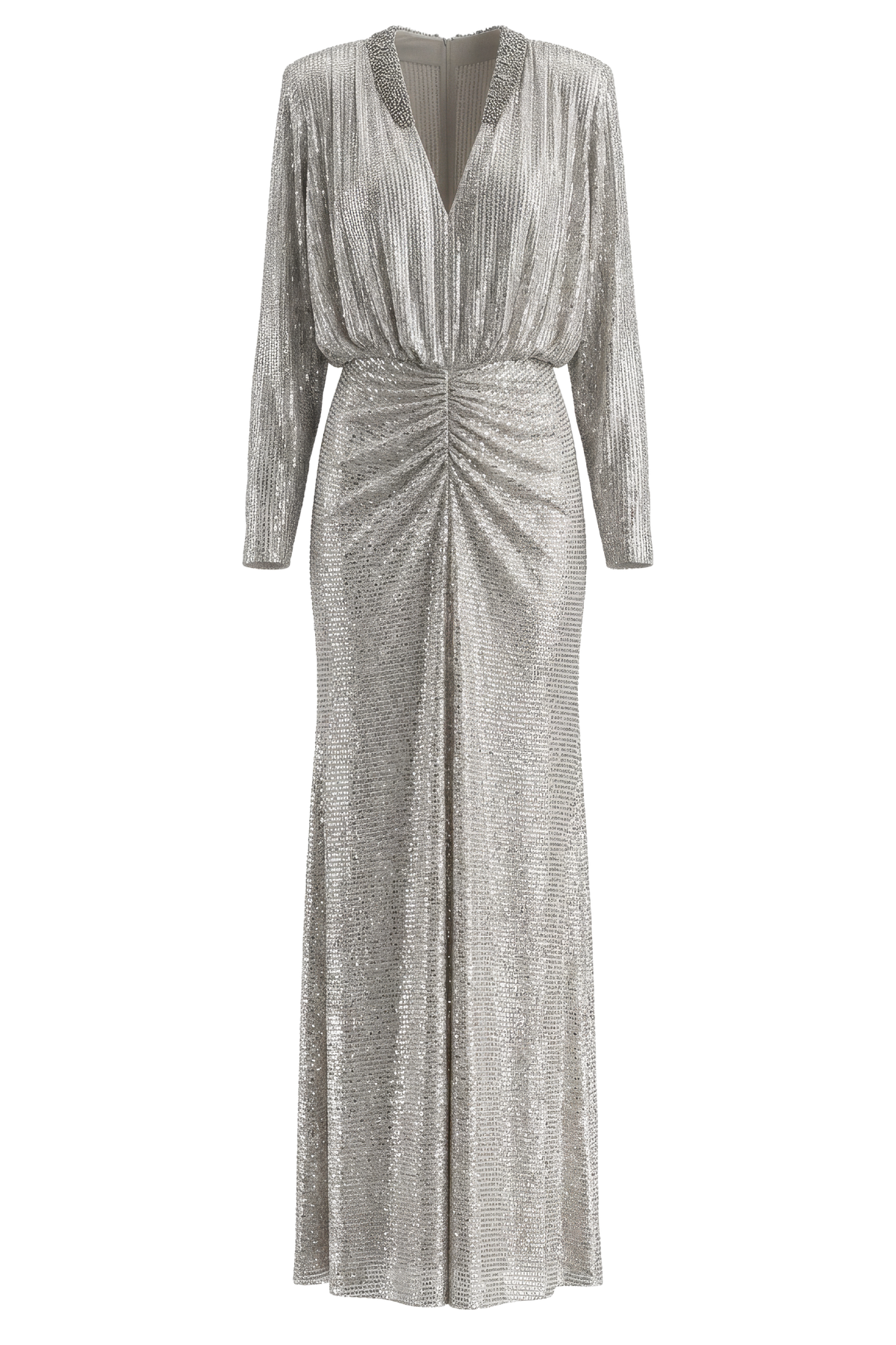 Champagne Rhinestone Embellished Maxi Dress
