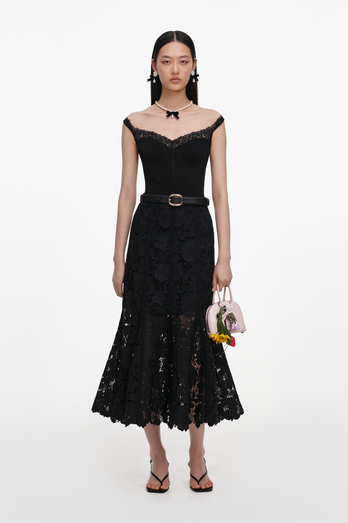 Black Lace Midi Skirt