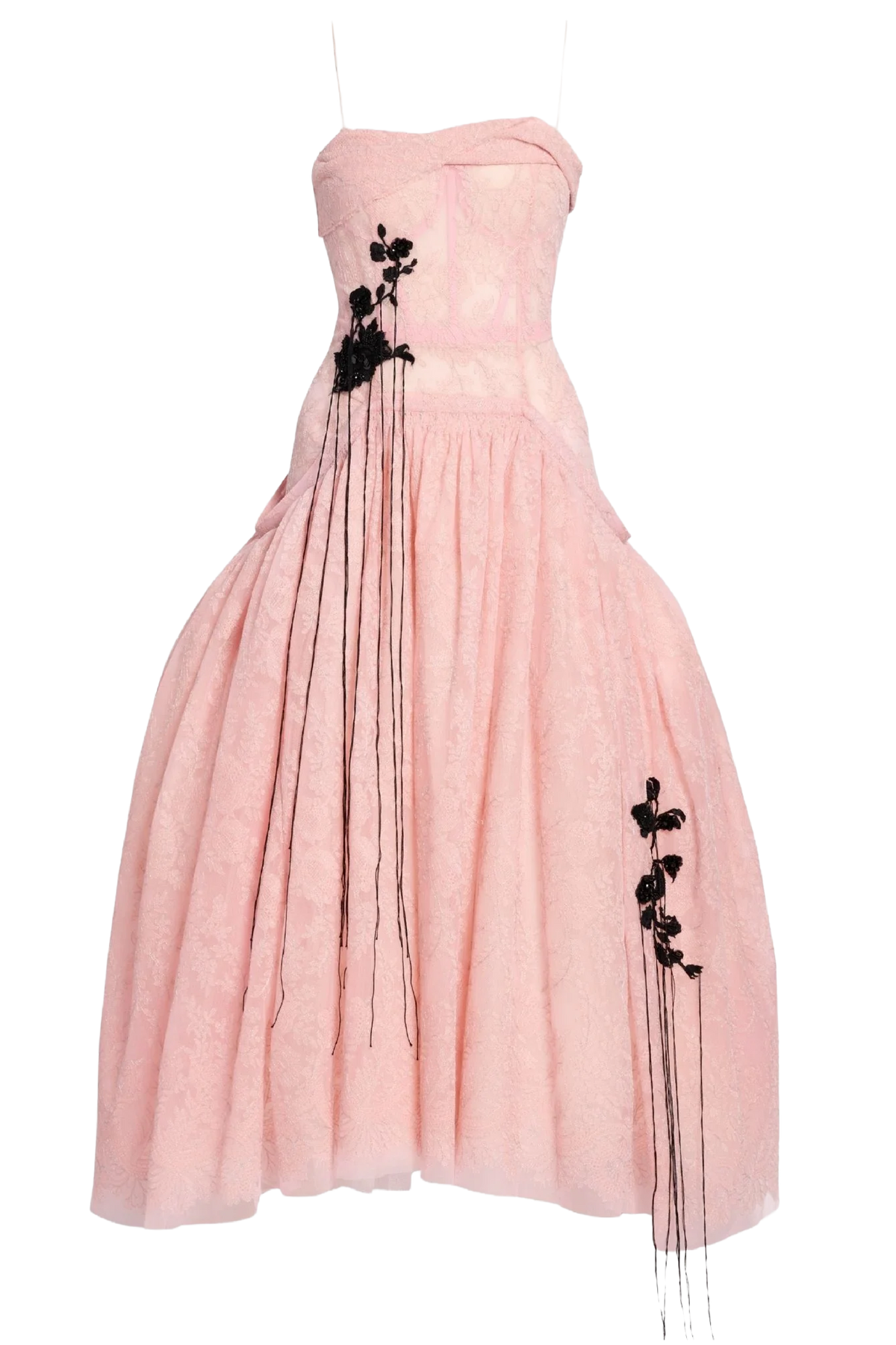 Floral Lace Tulle Sleeveless Midi Dress
