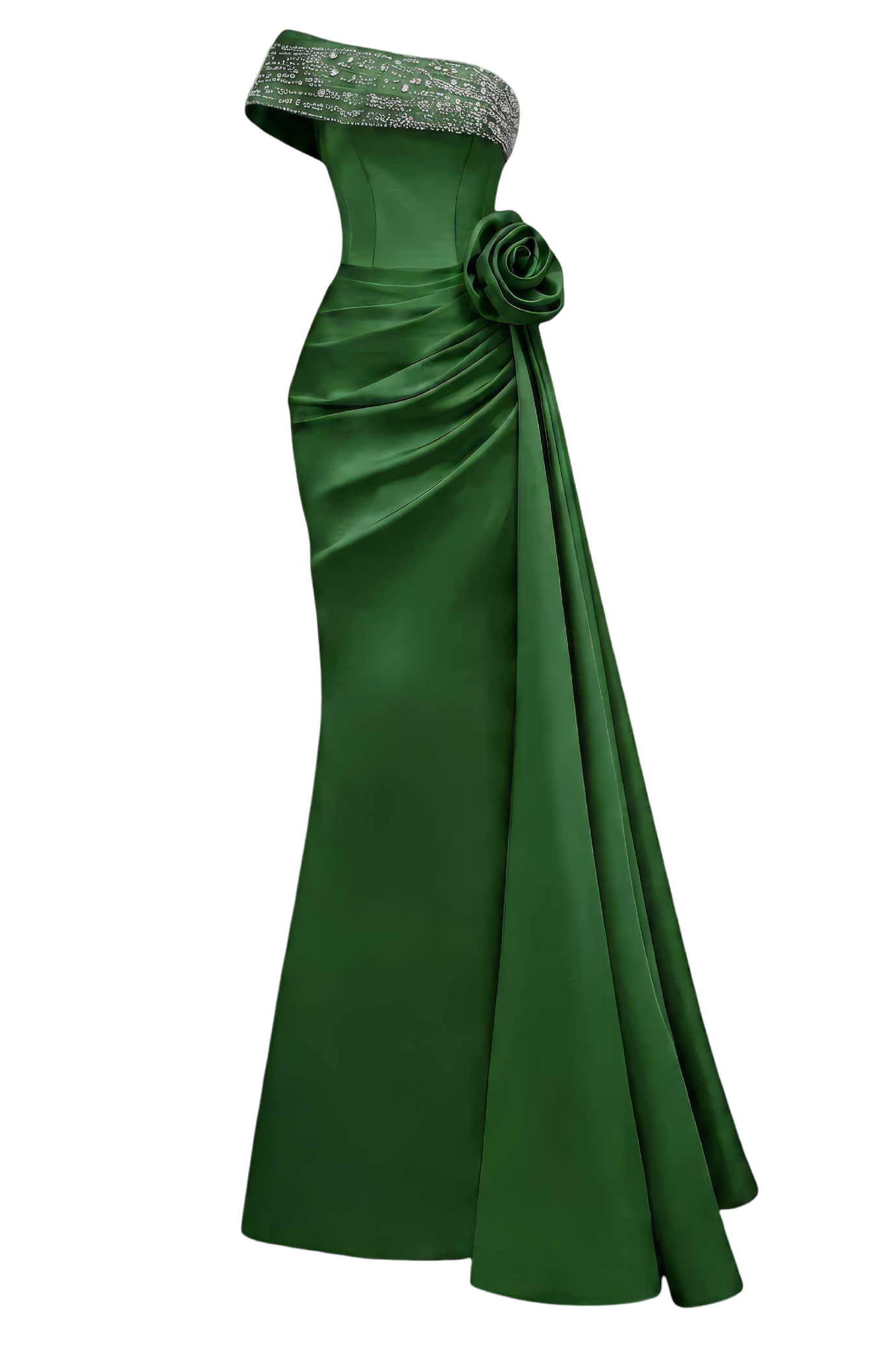 Asymmetrical Shoulder Gown With Drapped Details