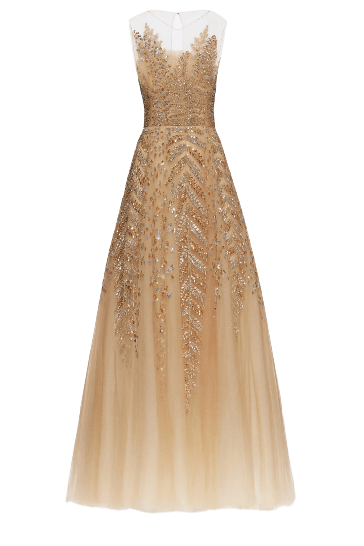 Fern Embroidered Illusion Cocktail Dress