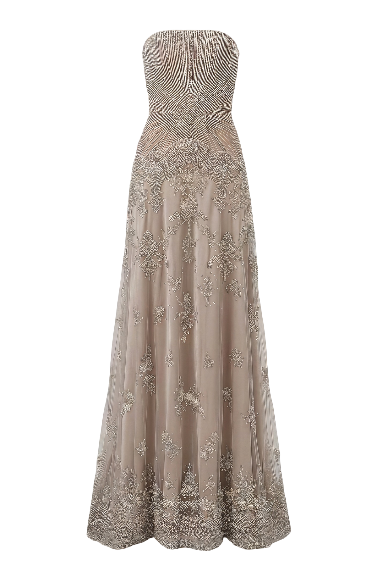 Strapless Crystal-Embellished Gown