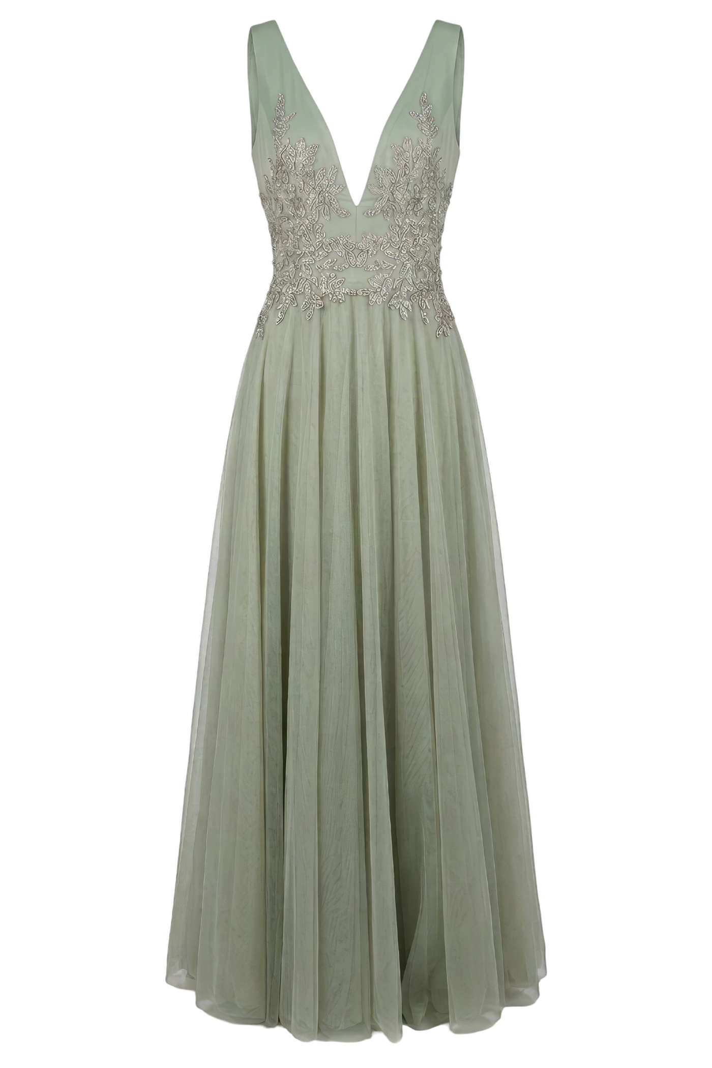Graciella Embellished V-Neck Tulle Gown