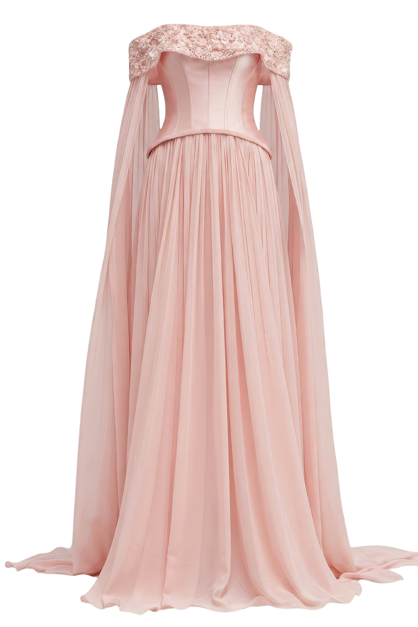 Pink Isabeau Royal Taffeta & Chiffon Dress