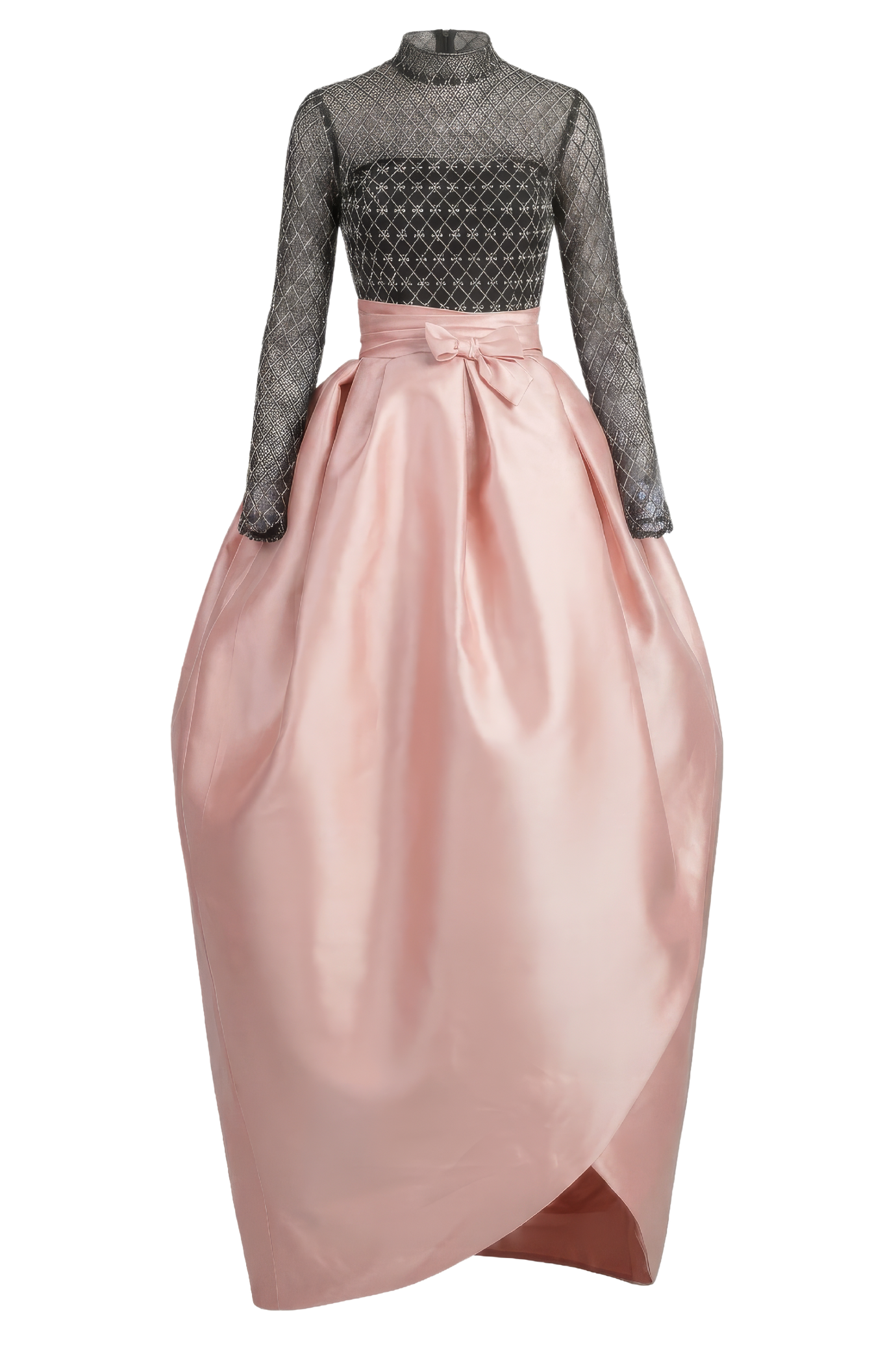 Pink Long Sleeve Beaded Jacket & Strapless Bubble Dress