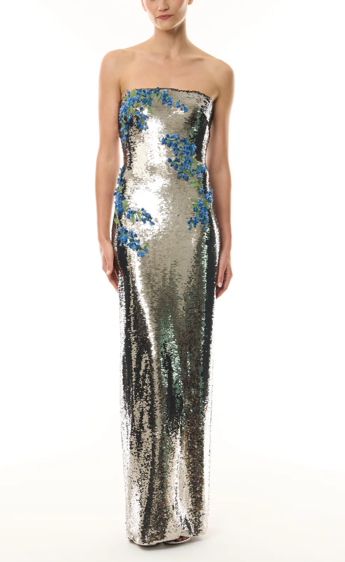 Sequin Floral Embroidered Gown