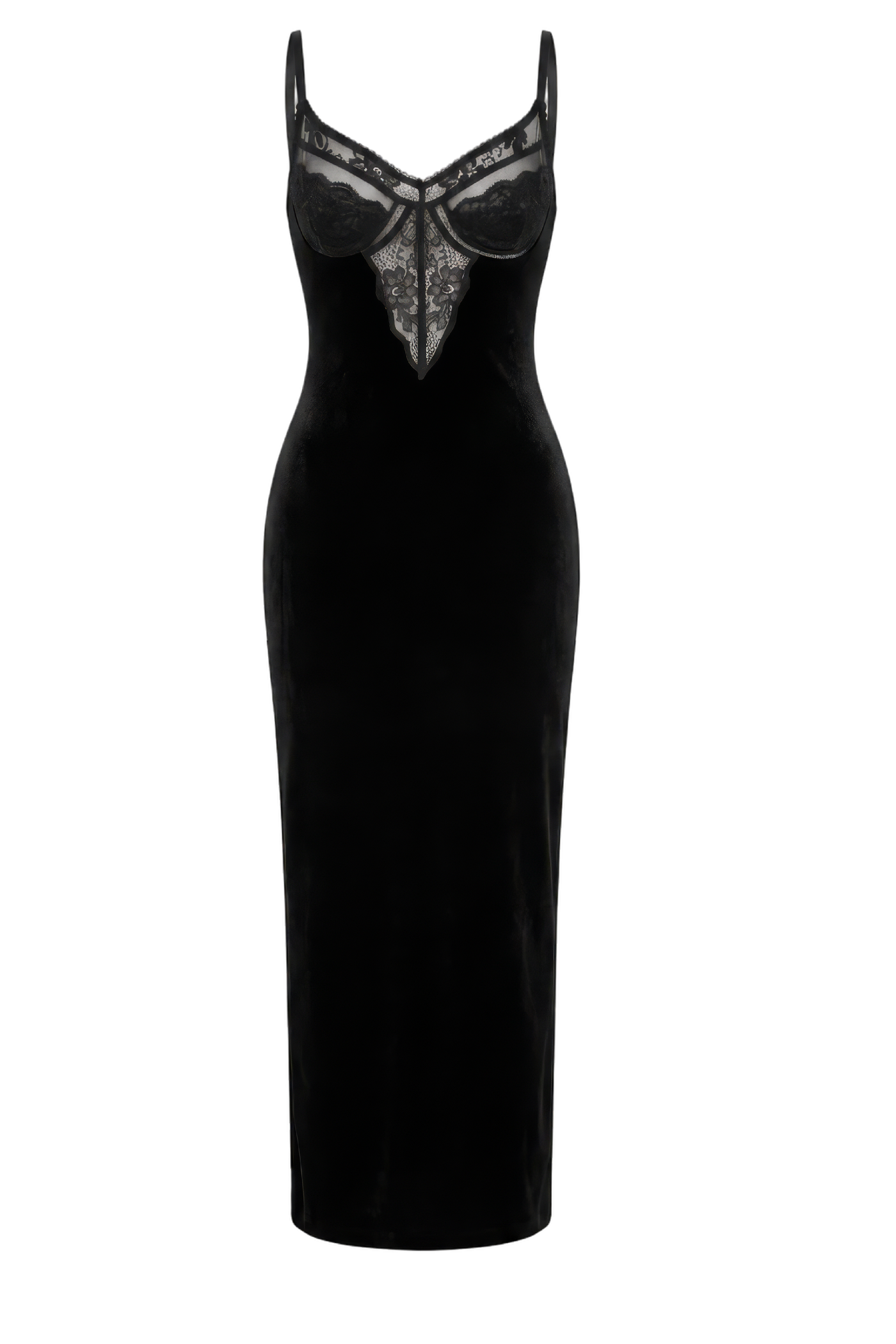Black Velvet Strappy Midi Dress