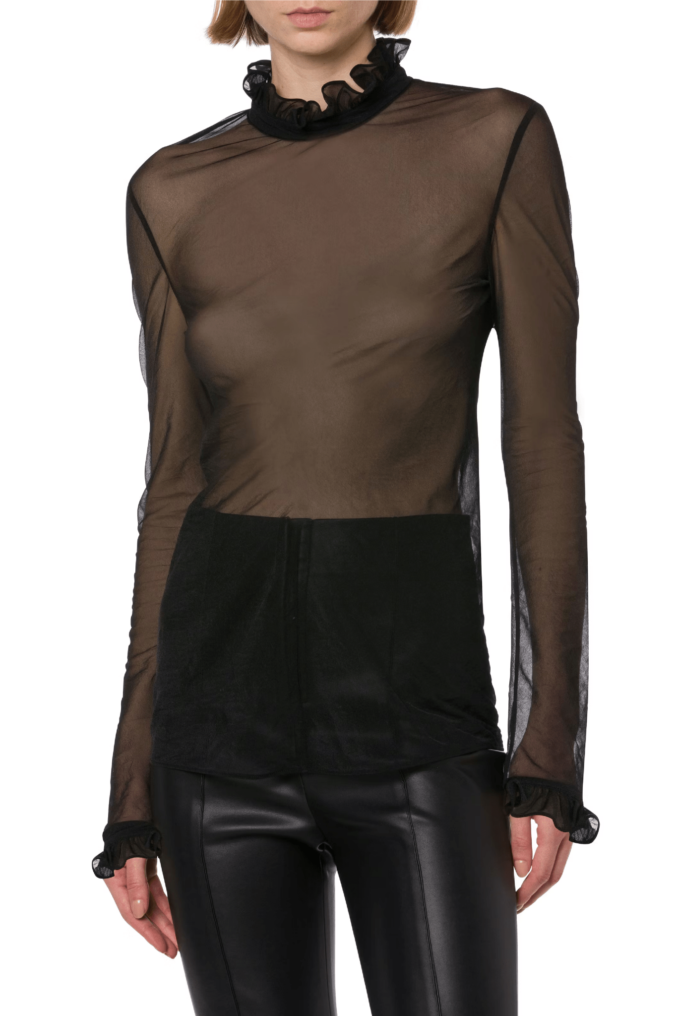 Black Techno Chiffon Blouse - ALBOUSHIYA - district 5 - dubai - riyadh - abaya - dresses - designers - evening wear - luxury - elegance - craftsmanship - gowns - cocktail dresses - collections - georges