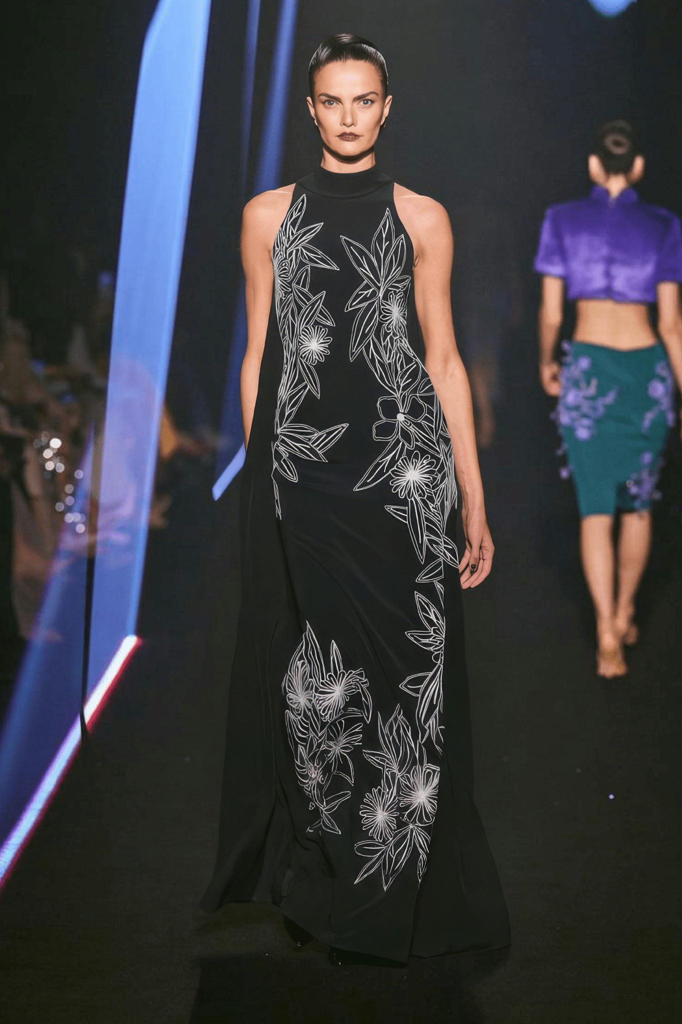 Botanica Embroidered Column Gown - ALBOUSHIYA - district 5 - dubai - riyadh - abaya - dresses - designers - evening wear - luxury - elegance - craftsmanship - gowns - cocktail dresses - collections - georges