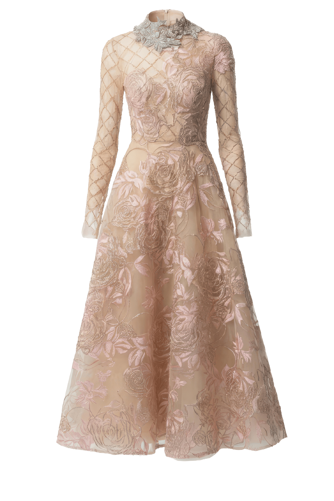 Cornelia Embroidered Tulle Midi Dress - ALBOUSHIYA - district 5 - dubai - riyadh - abaya - dresses - designers - evening wear - luxury - elegance - craftsmanship - gowns - cocktail dresses - collections - georges