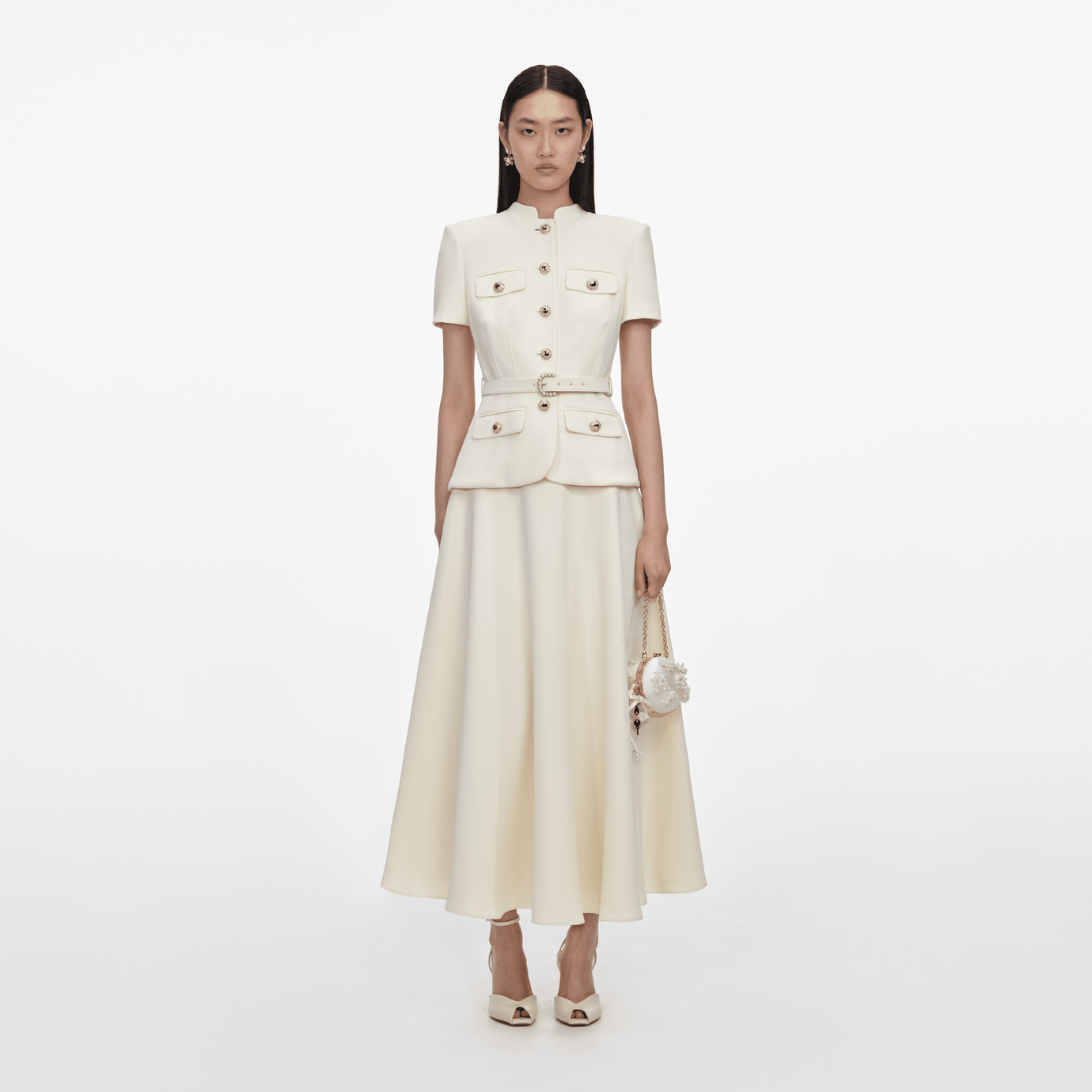 Crepe Tailored Midi Dress - ALBOUSHIYA - district 5 - dubai - riyadh - abaya - dresses - designers - evening wear - luxury - elegance - craftsmanship - gowns - cocktail dresses - collections - georges