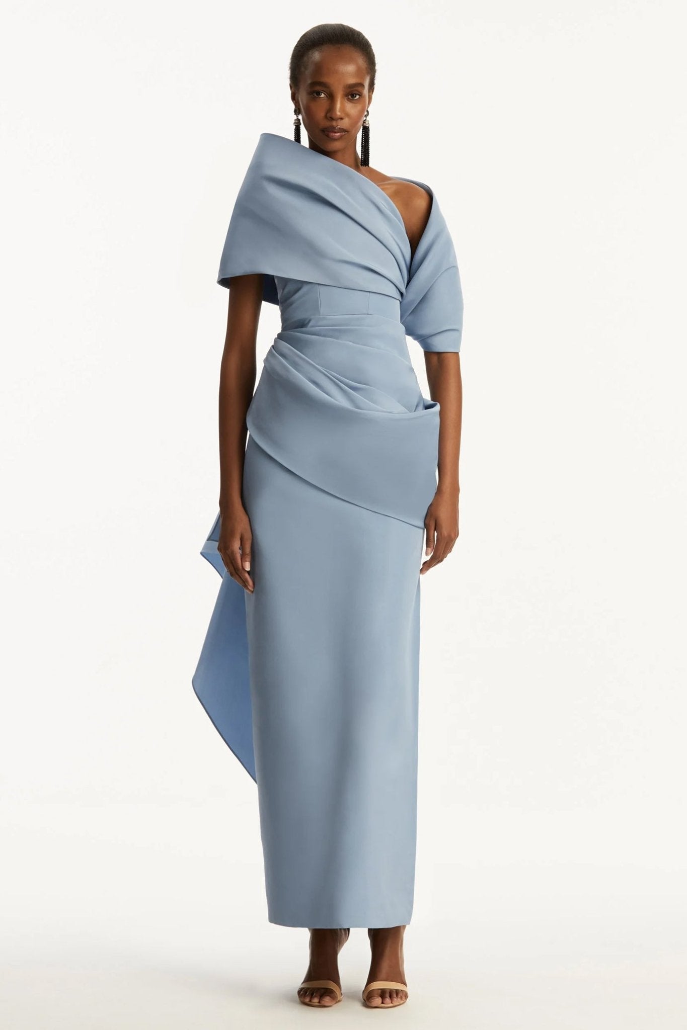 Draped Detail Faille Gown - ALBOUSHIYA - district 5 - dubai - riyadh - abaya - dresses - designers - evening wear - luxury - elegance - craftsmanship - gowns - cocktail dresses - collections - georges