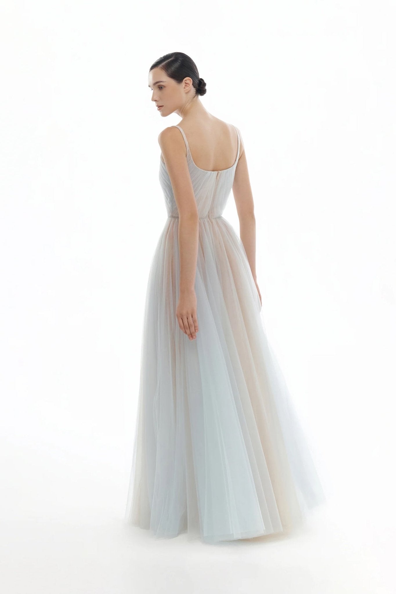 Draped Tulle Maxi Dress - ALBOUSHIYA - district 5 - dubai - riyadh - abaya - dresses - designers - evening wear - luxury - elegance - craftsmanship - gowns - cocktail dresses - collections - georges