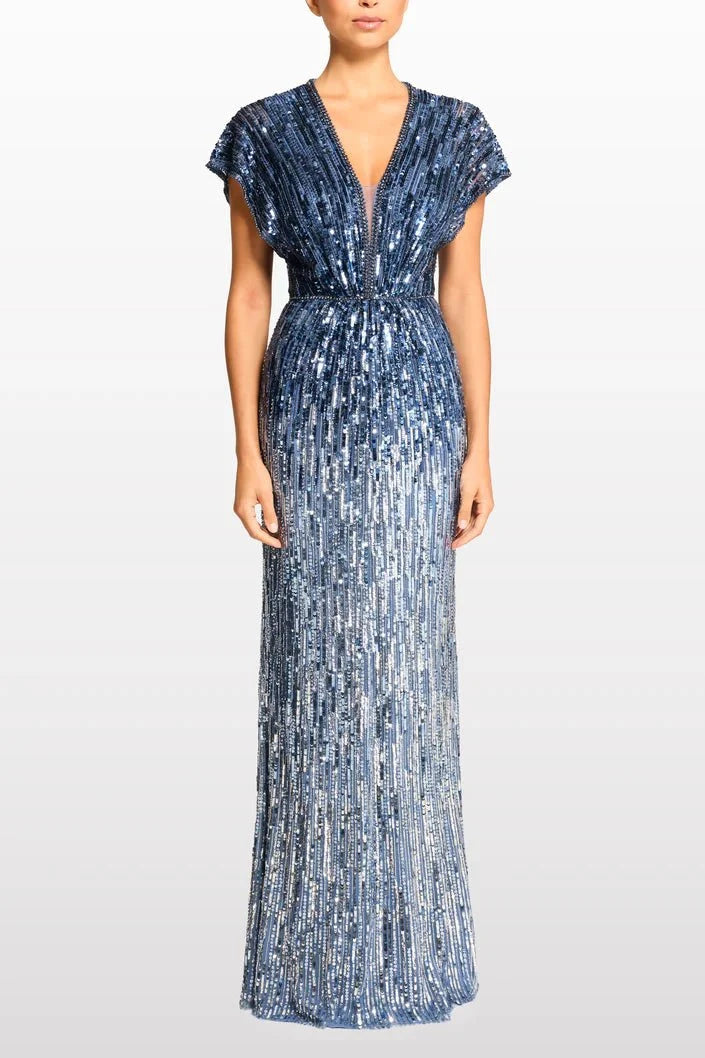 Dusk Dress in Denim - ALBOUSHIYA - district 5 - dubai - riyadh - abaya - dresses - designers - evening wear - luxury - elegance - craftsmanship - gowns - cocktail dresses - collections - georges