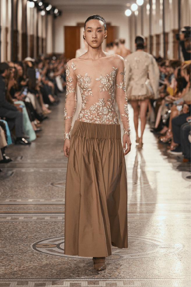 Embroidered Illusion Bodice Gown - ALBOUSHIYA - district 5 - dubai - riyadh - abaya - dresses - designers - evening wear - luxury - elegance - craftsmanship - gowns - cocktail dresses - collections - georges