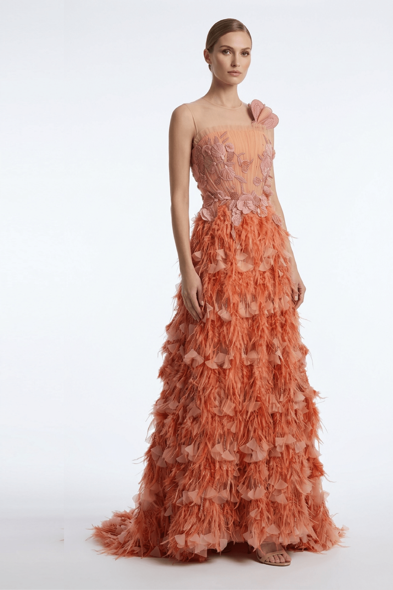 Feather Ball Gown - ALBOUSHIYA - district 5 - dubai - riyadh - abaya - dresses - designers - evening wear - luxury - elegance - craftsmanship - gowns - cocktail dresses - collections - georges