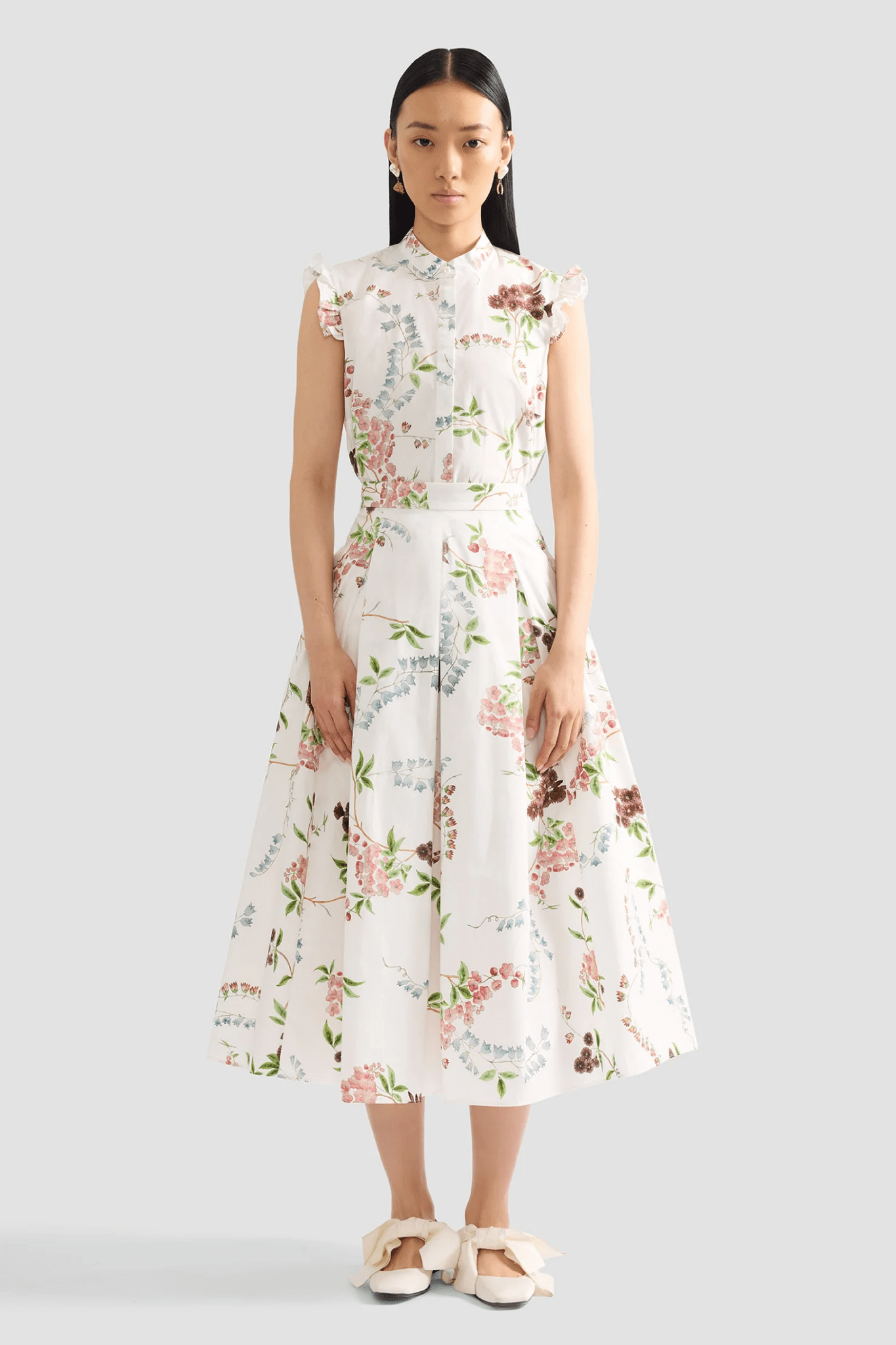 Floral Print Cotton Midi Full Skirt - ALBOUSHIYA - district 5 - dubai - riyadh - abaya - dresses - designers - evening wear - luxury - elegance - craftsmanship - gowns - cocktail dresses - collections - georges