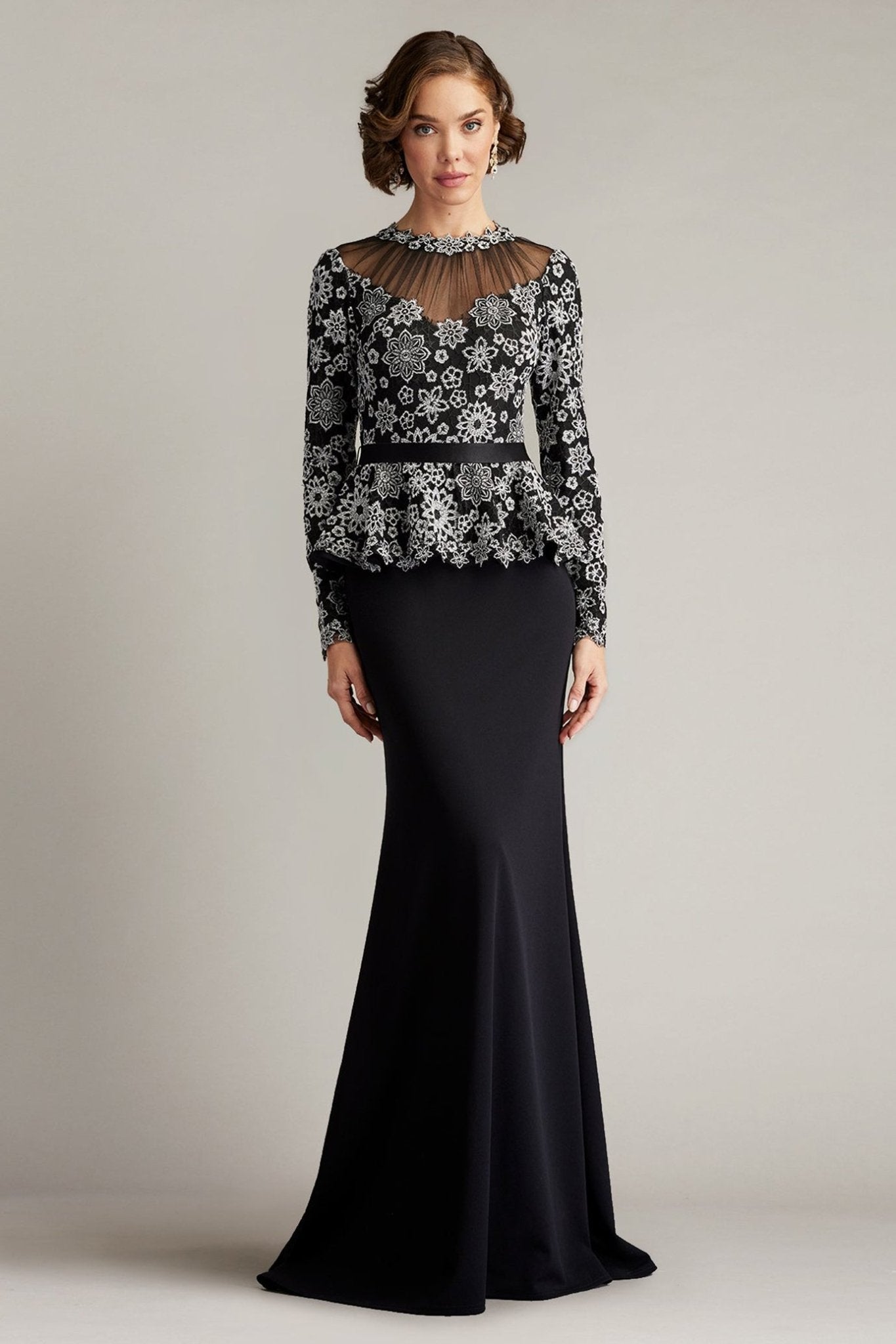 Lata Embroidered Belted Peplum Gown - ALBOUSHIYA - district 5 - dubai - riyadh - abaya - dresses - designers - evening wear - luxury - elegance - craftsmanship - gowns - cocktail dresses - collections - georges