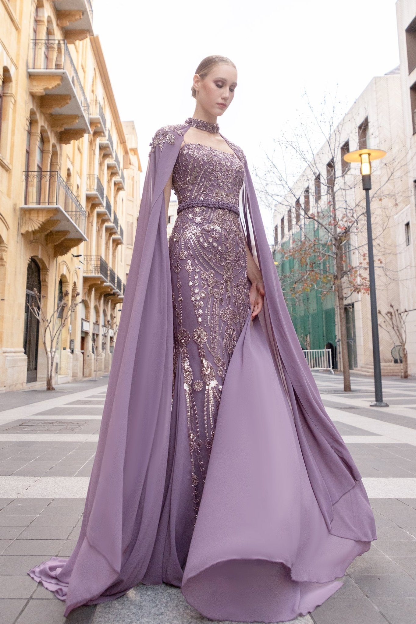 Lavender Opulence Gown - ALBOUSHIYA - district 5 - dubai - riyadh - abaya - dresses - designers - evening wear - luxury - elegance - craftsmanship - gowns - cocktail dresses - collections - georges