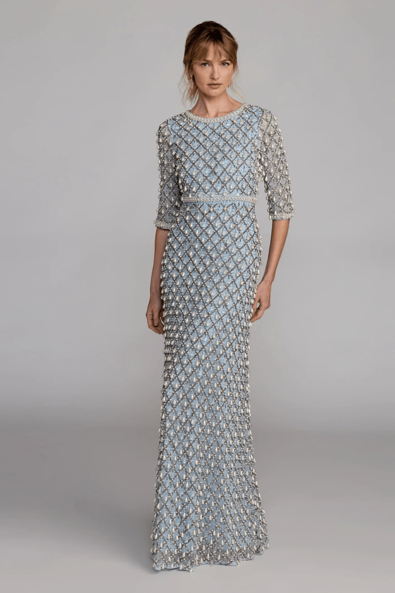 Pearl Embellished Gown - ALBOUSHIYA - district 5 - dubai - riyadh - abaya - dresses - designers - evening wear - luxury - elegance - craftsmanship - gowns - cocktail dresses - collections - georges