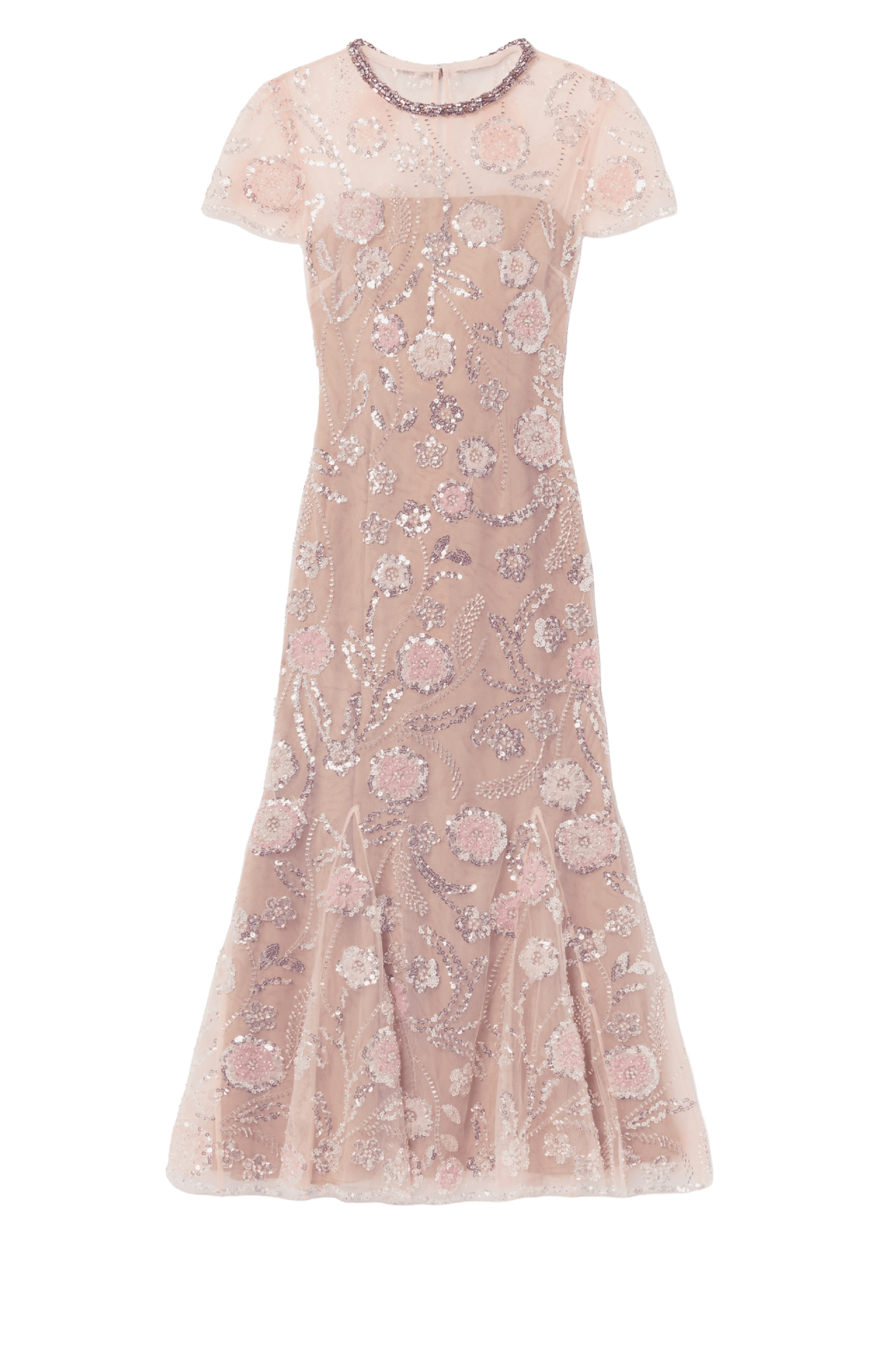 Pink Flower Sequin Embellished Dress - ALBOUSHIYA - district 5 - dubai - riyadh - abaya - dresses - designers - evening wear - luxury - elegance - craftsmanship - gowns - cocktail dresses - collections - georges