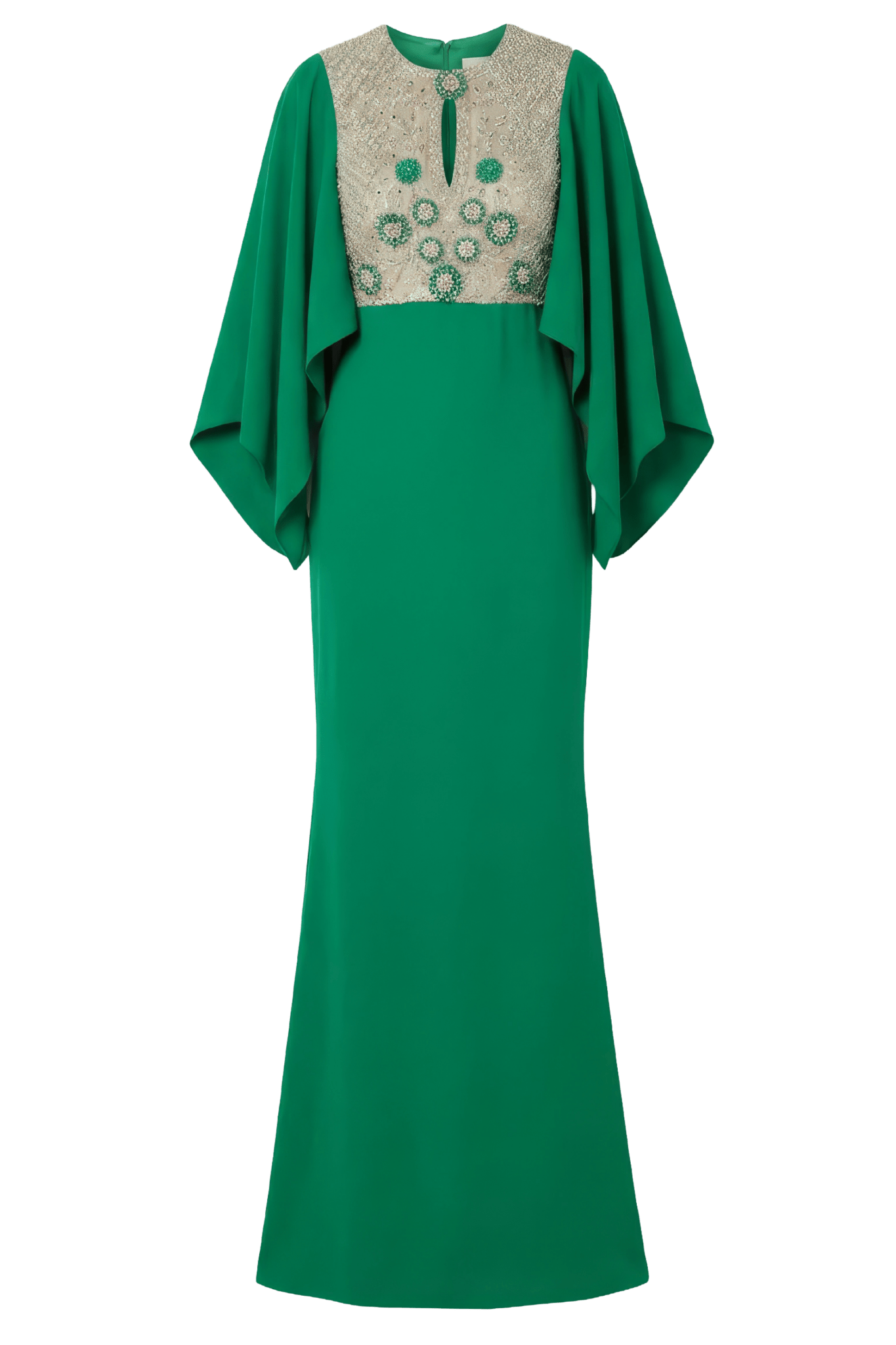 Reem Acra Beaded Crepe Gown with Cape Sleeves - ALBOUSHIYA - district 5 - dubai - riyadh - abaya - dresses - designers - evening wear - luxury - elegance - craftsmanship - gowns - cocktail dresses - collections - georges