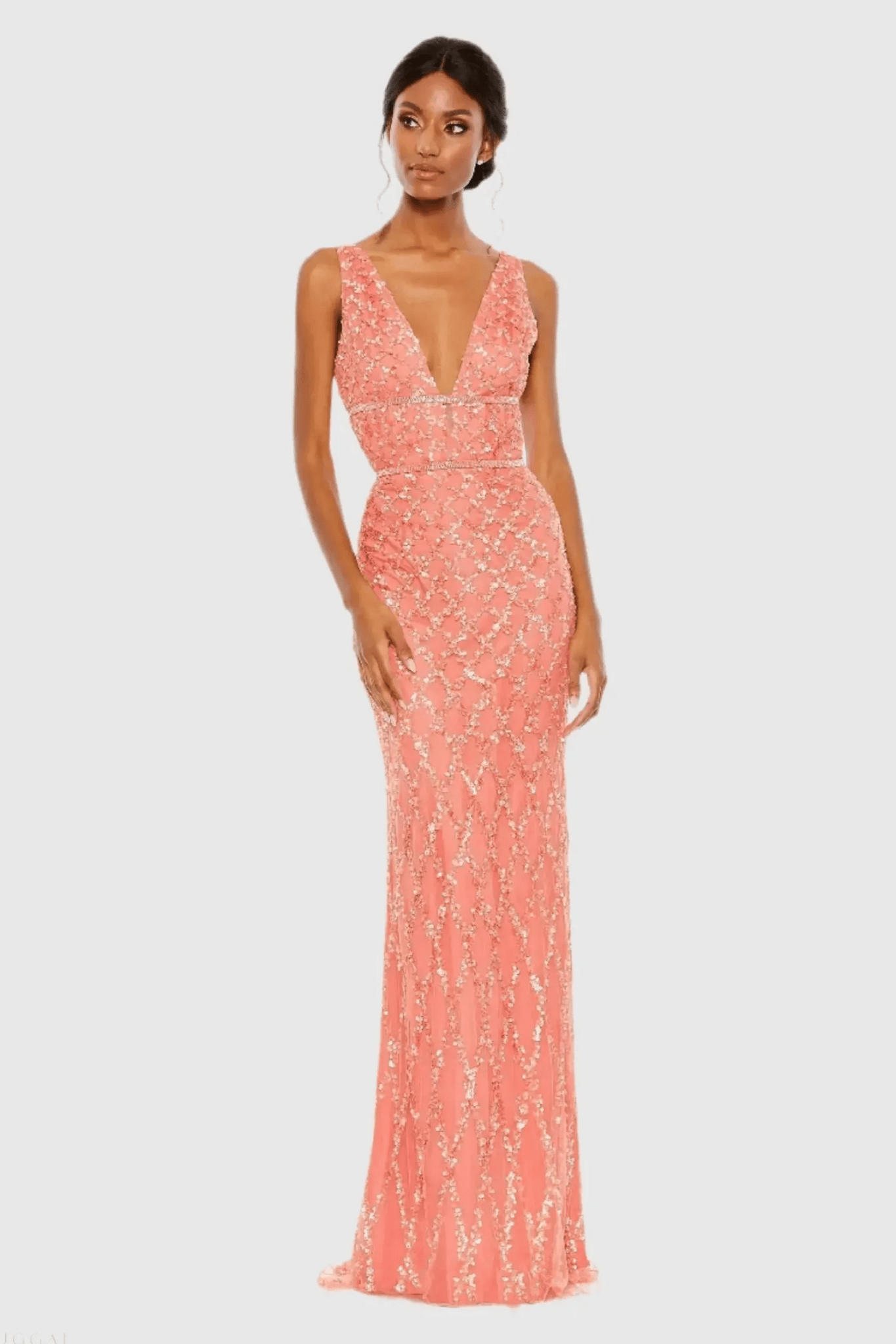 Sequin Embellished Sleeveless Column Gown - ALBOUSHIYA - district 5 - dubai - riyadh - abaya - dresses - designers - evening wear - luxury - elegance - craftsmanship - gowns - cocktail dresses - collections - georges
