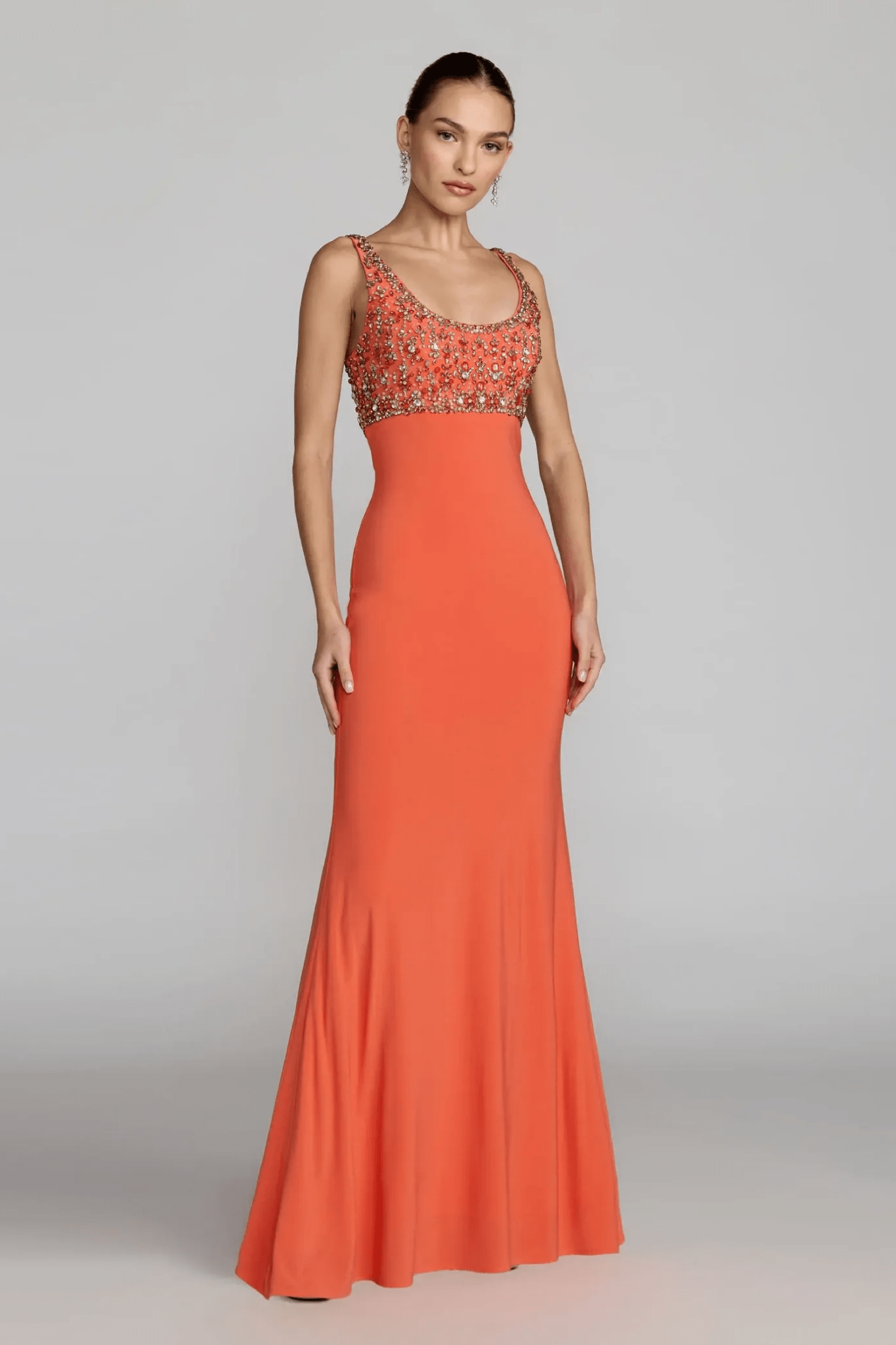 Sleeveless Scoop Neck Embellished Jersey Gown - ALBOUSHIYA - district 5 - dubai - riyadh - abaya - dresses - designers - evening wear - luxury - elegance - craftsmanship - gowns - cocktail dresses - collections - georges