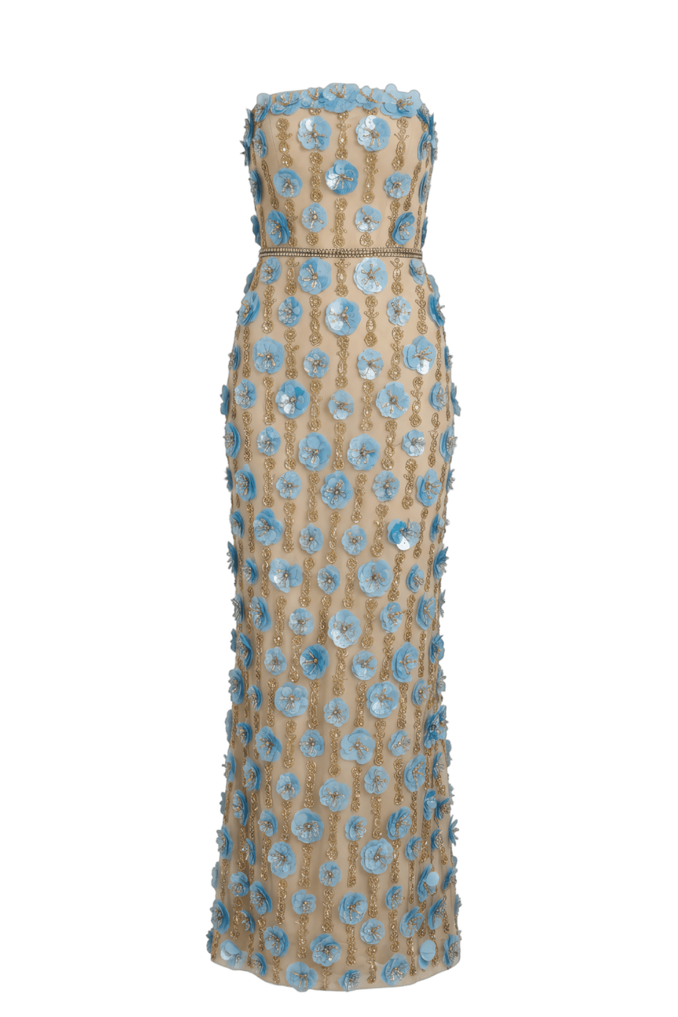 Strapless 3D Floral Embellished Dress - ALBOUSHIYA - district 5 - dubai - riyadh - abaya - dresses - designers - evening wear - luxury - elegance - craftsmanship - gowns - cocktail dresses - collections - georges