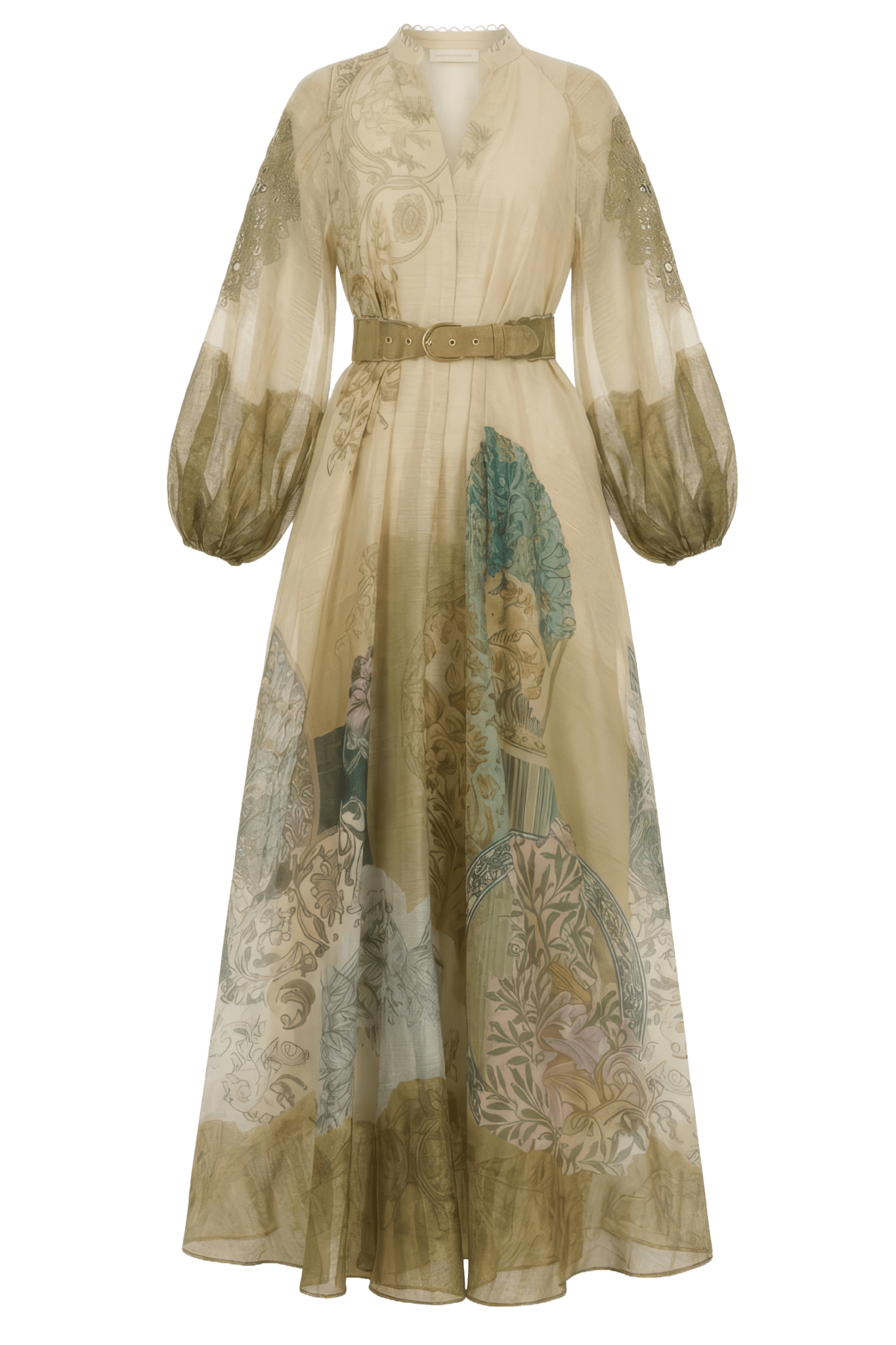 Terrane Belted Printed Silk - Blend Maxi Dress - ALBOUSHIYA - district 5 - dubai - riyadh - abaya - dresses - designers - evening wear - luxury - elegance - craftsmanship - gowns - cocktail dresses - collections - georges