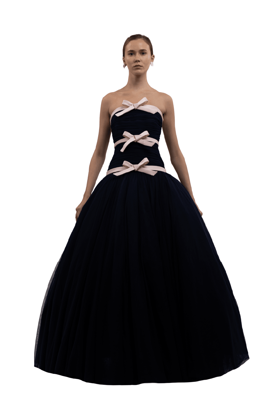 Tulle 3 Bows Dress - ALBOUSHIYA - district 5 - dubai - riyadh - abaya - dresses - designers - evening wear - luxury - elegance - craftsmanship - gowns - cocktail dresses - collections - georges