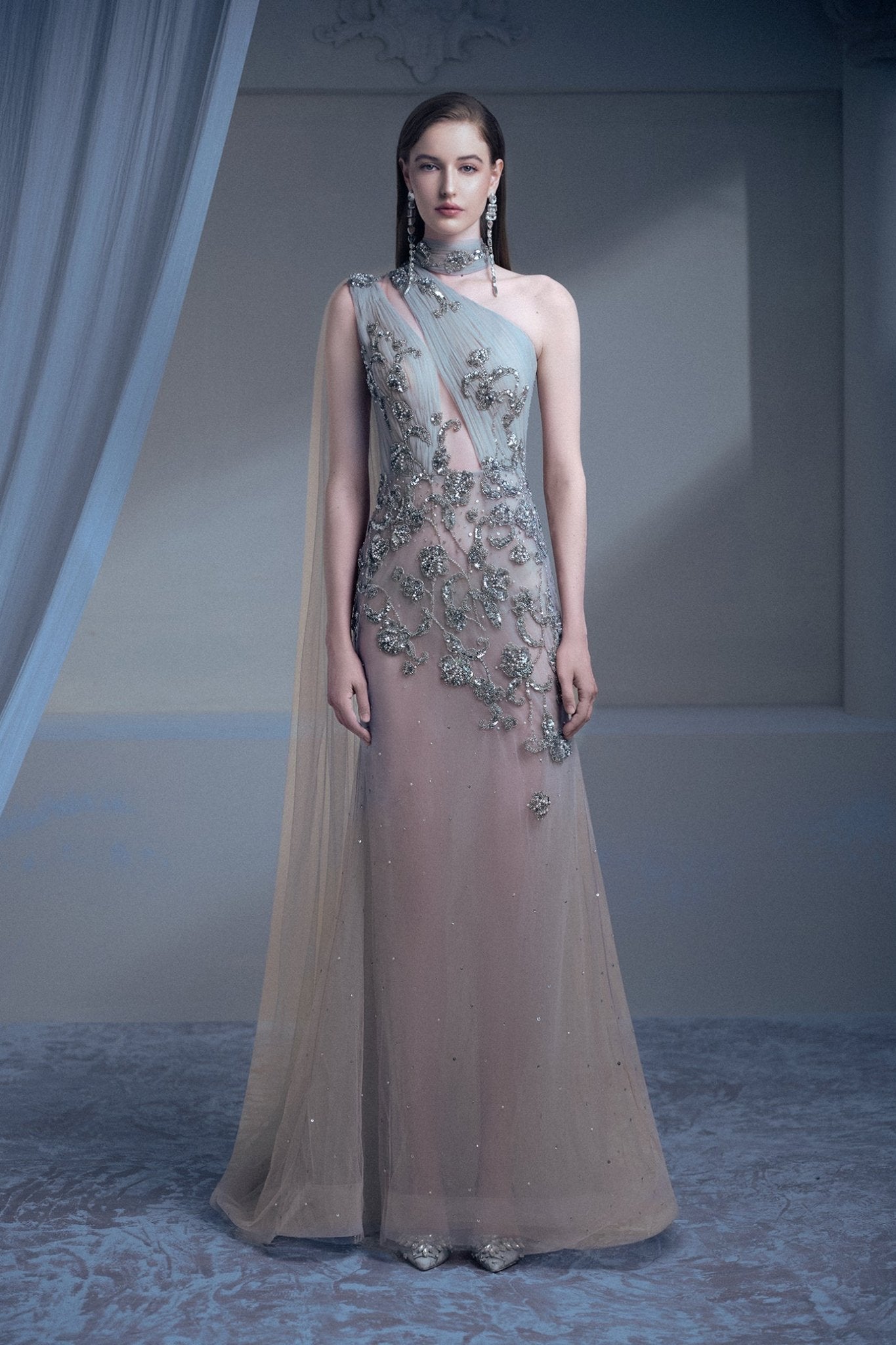Twilight Elegance Gown - ALBOUSHIYA - district 5 - dubai - riyadh - abaya - dresses - designers - evening wear - luxury - elegance - craftsmanship - gowns - cocktail dresses - collections - georges