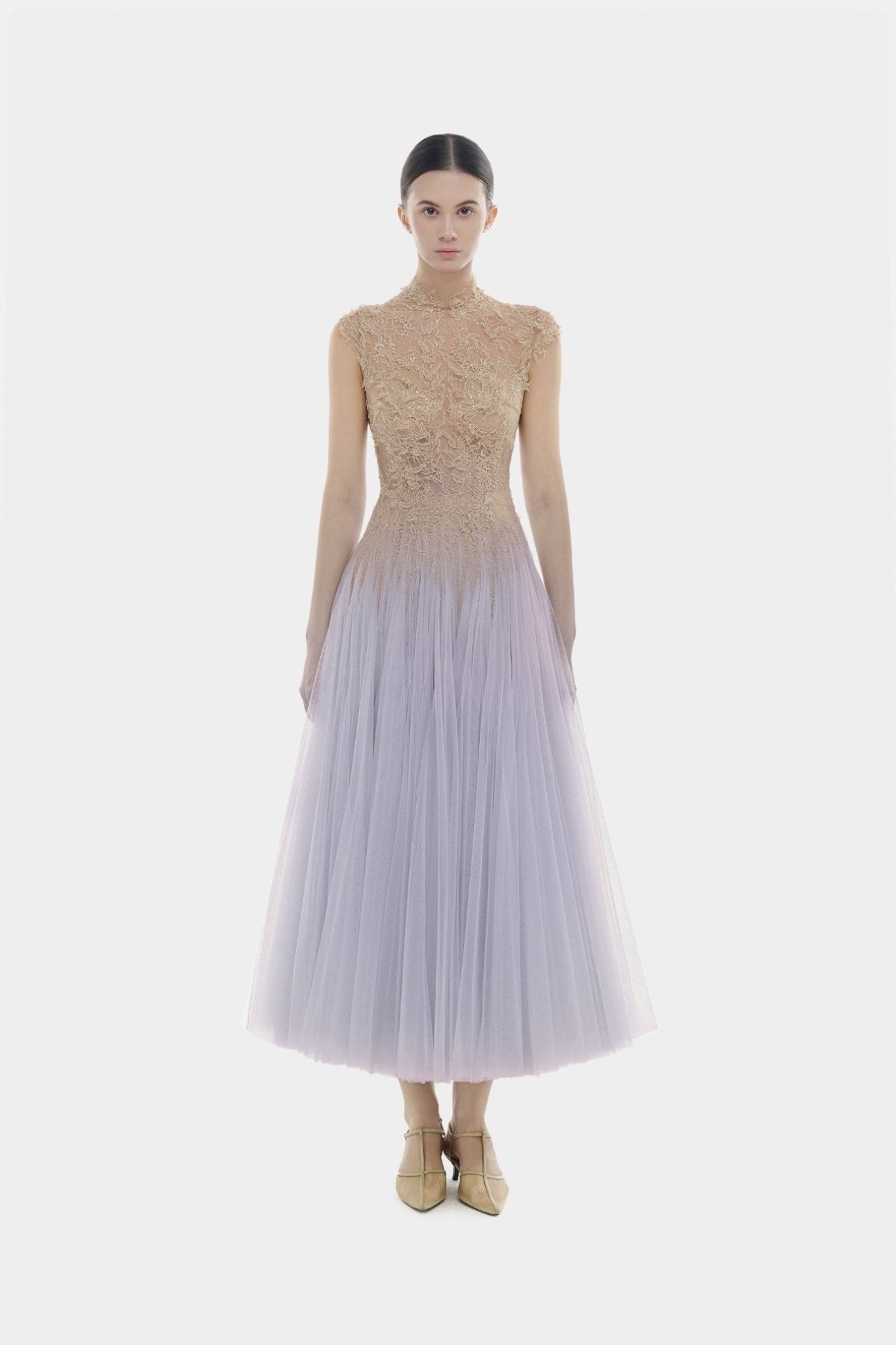 Violet Ombré Lace Dress - ALBOUSHIYA - district 5 - dubai - riyadh - abaya - dresses - designers - evening wear - luxury - elegance - craftsmanship - gowns - cocktail dresses - collections - georges