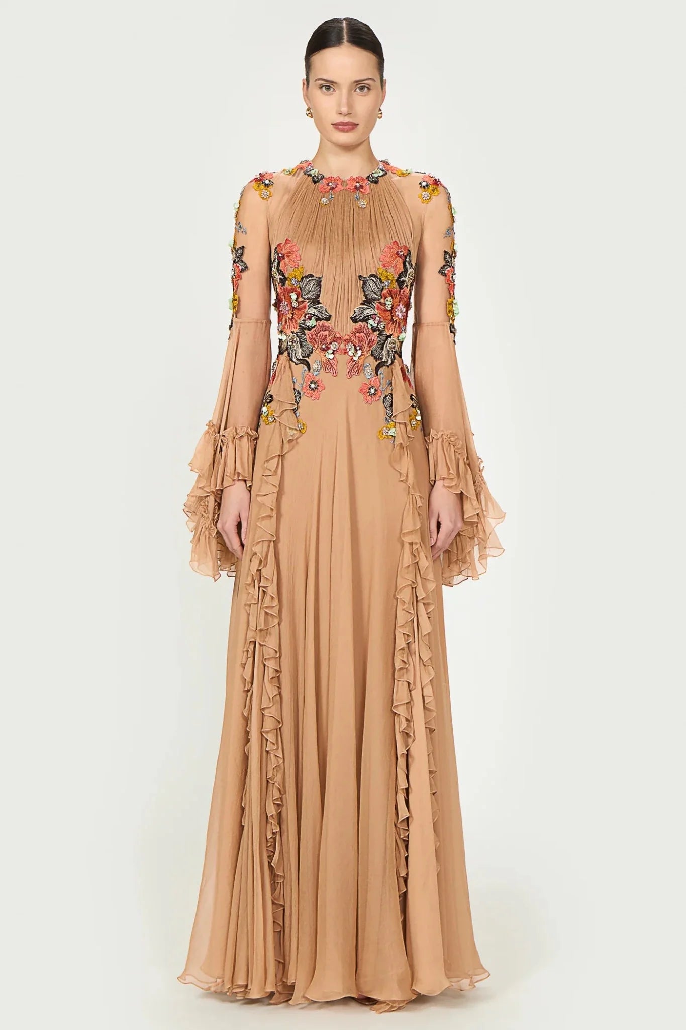 Zilara Crinkle Chiffon Gown - ALBOUSHIYA - district 5 - dubai - riyadh - abaya - dresses - designers - evening wear - luxury - elegance - craftsmanship - gowns - cocktail dresses - collections - georges
