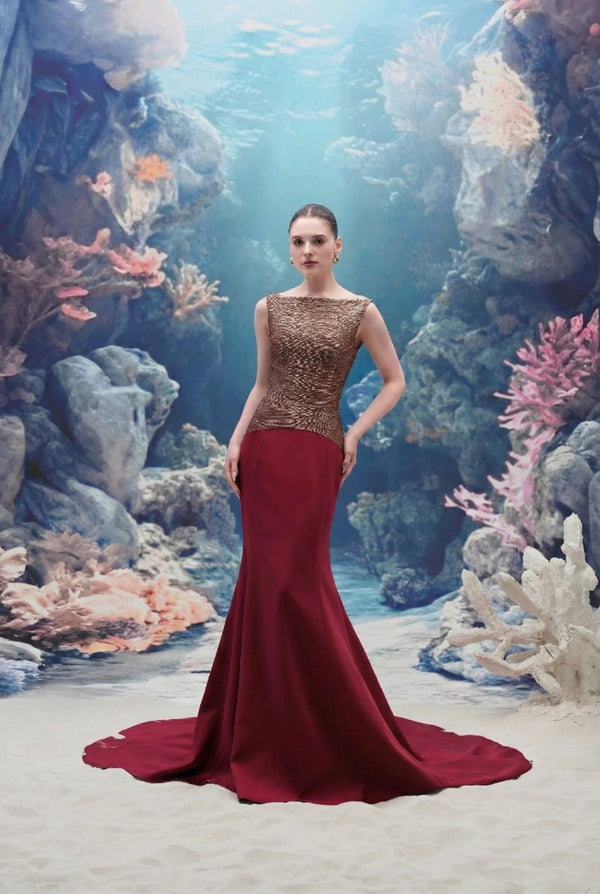 Red Mirae Crepe Dress