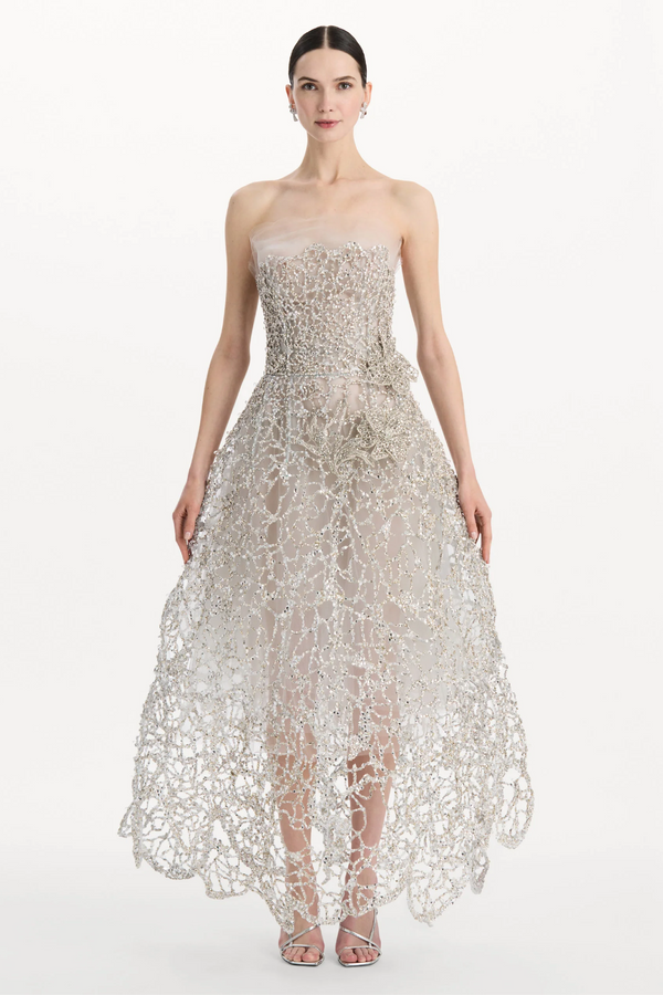 Crystal Leaves Embroidered Gown