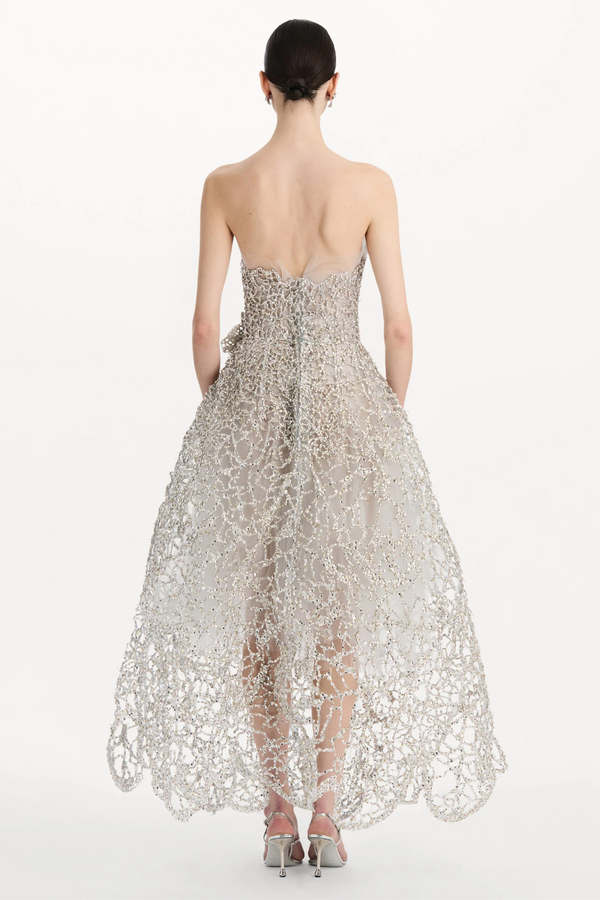 Crystal Leaves Embroidered Gown