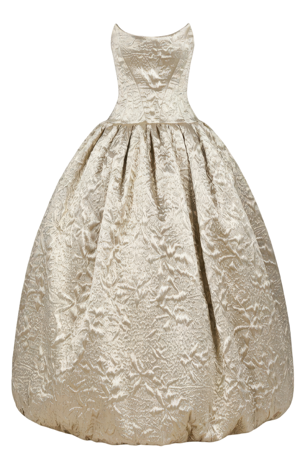 Jacquard Strapless Ball Gown