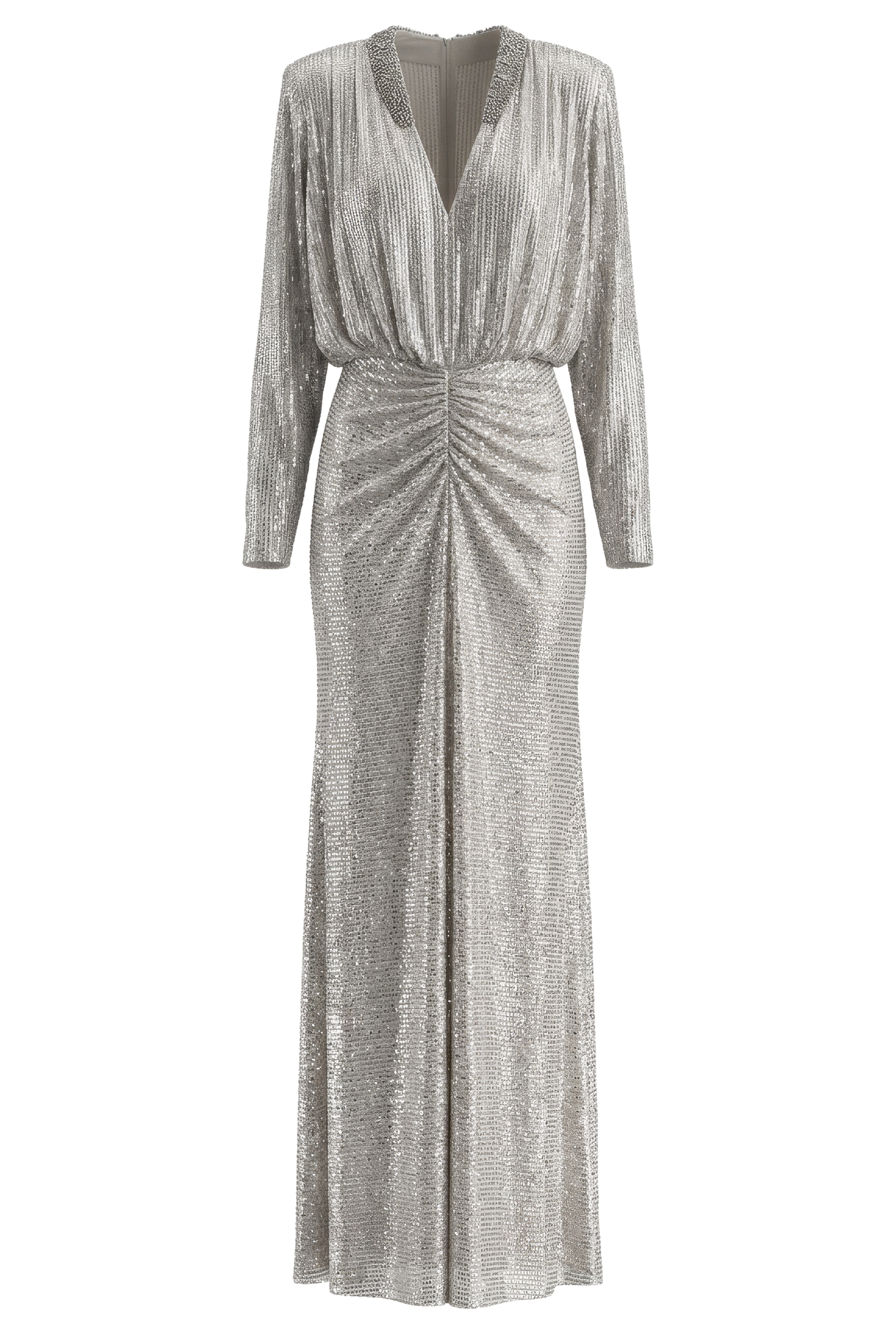 Champagne Rhinestone Embellished Maxi Dress