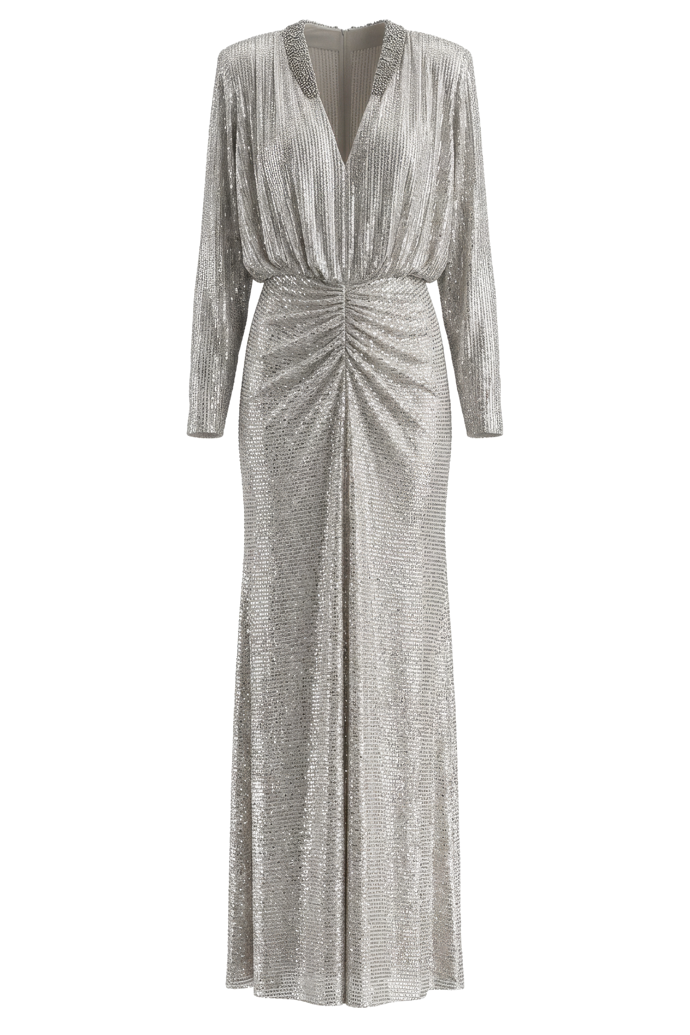 Champagne Rhinestone Embellished Maxi Dress