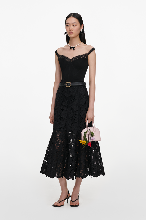 Black Lace Midi Skirt