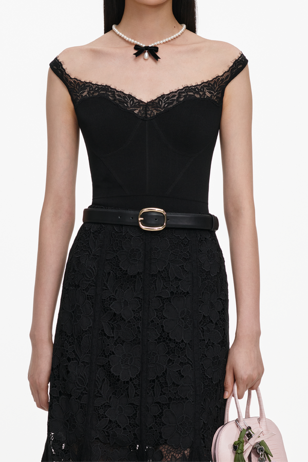 Black Lace Midi Skirt