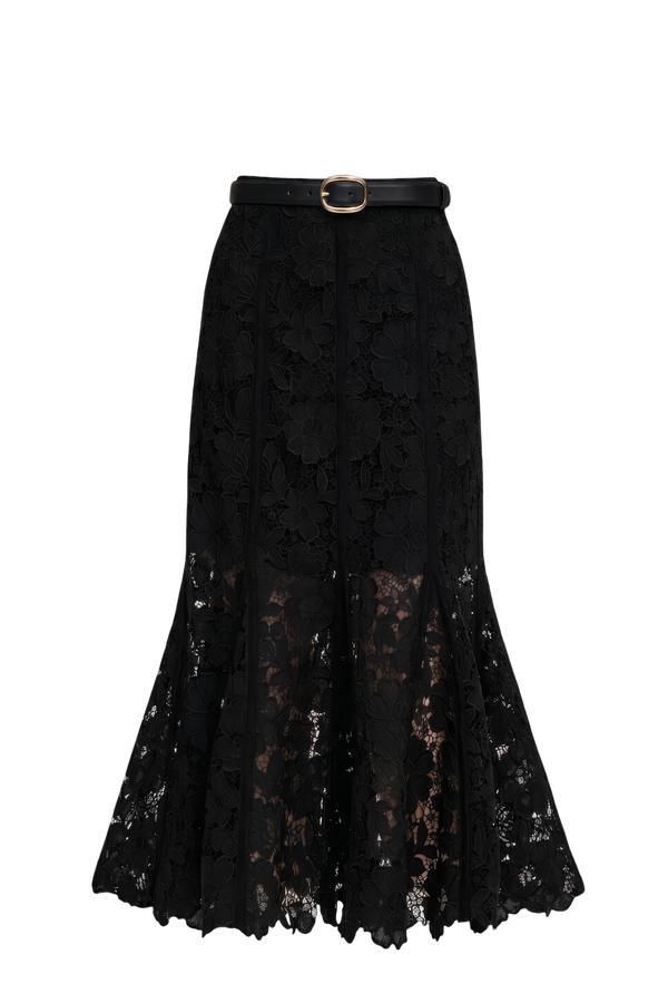 Black Lace Midi Skirt