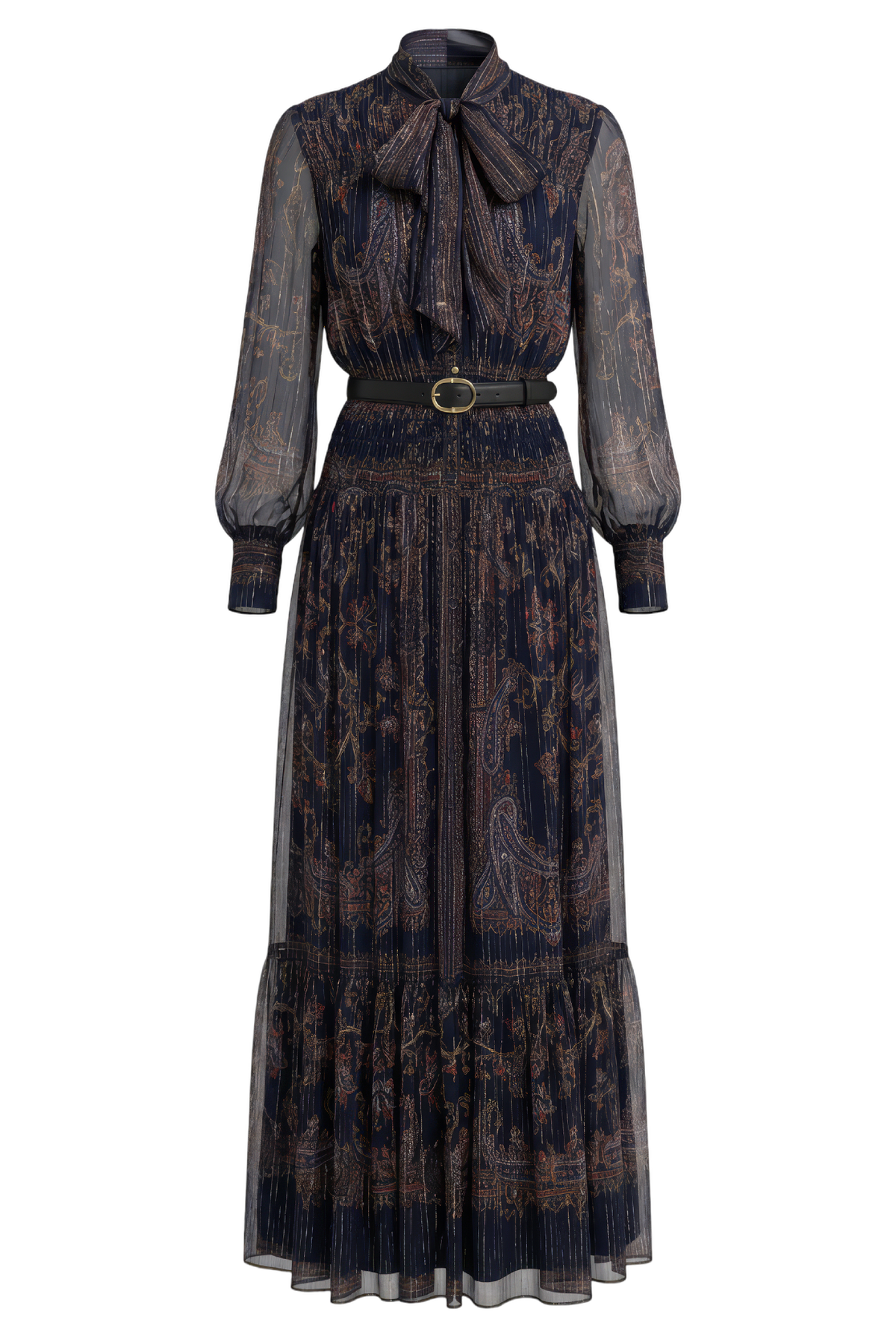 Navy Printed Georgette Maxi Dress