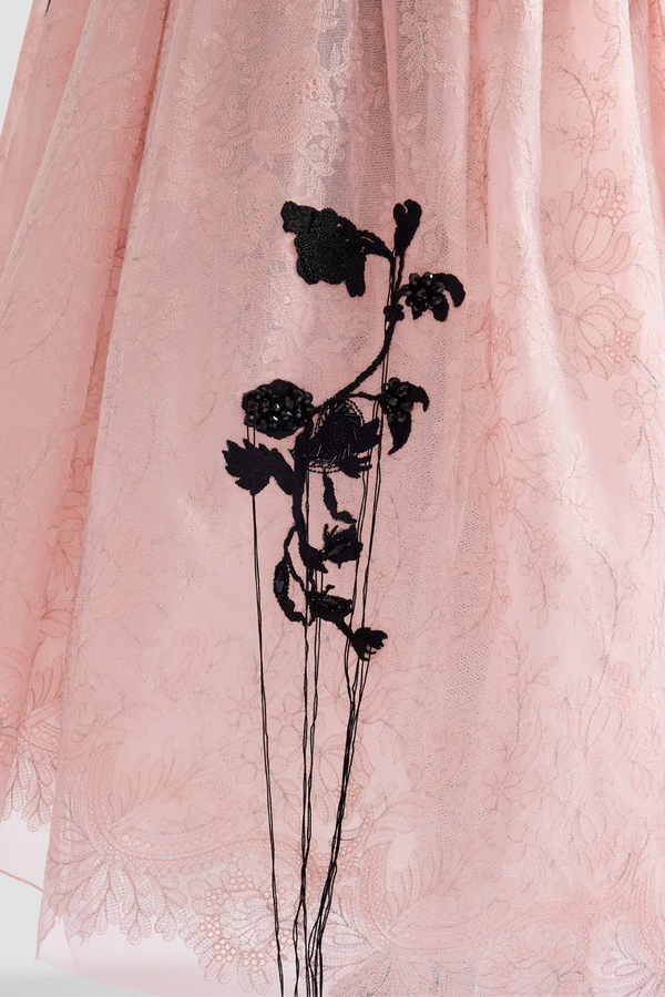 Floral Lace Tulle Sleeveless Midi Dress