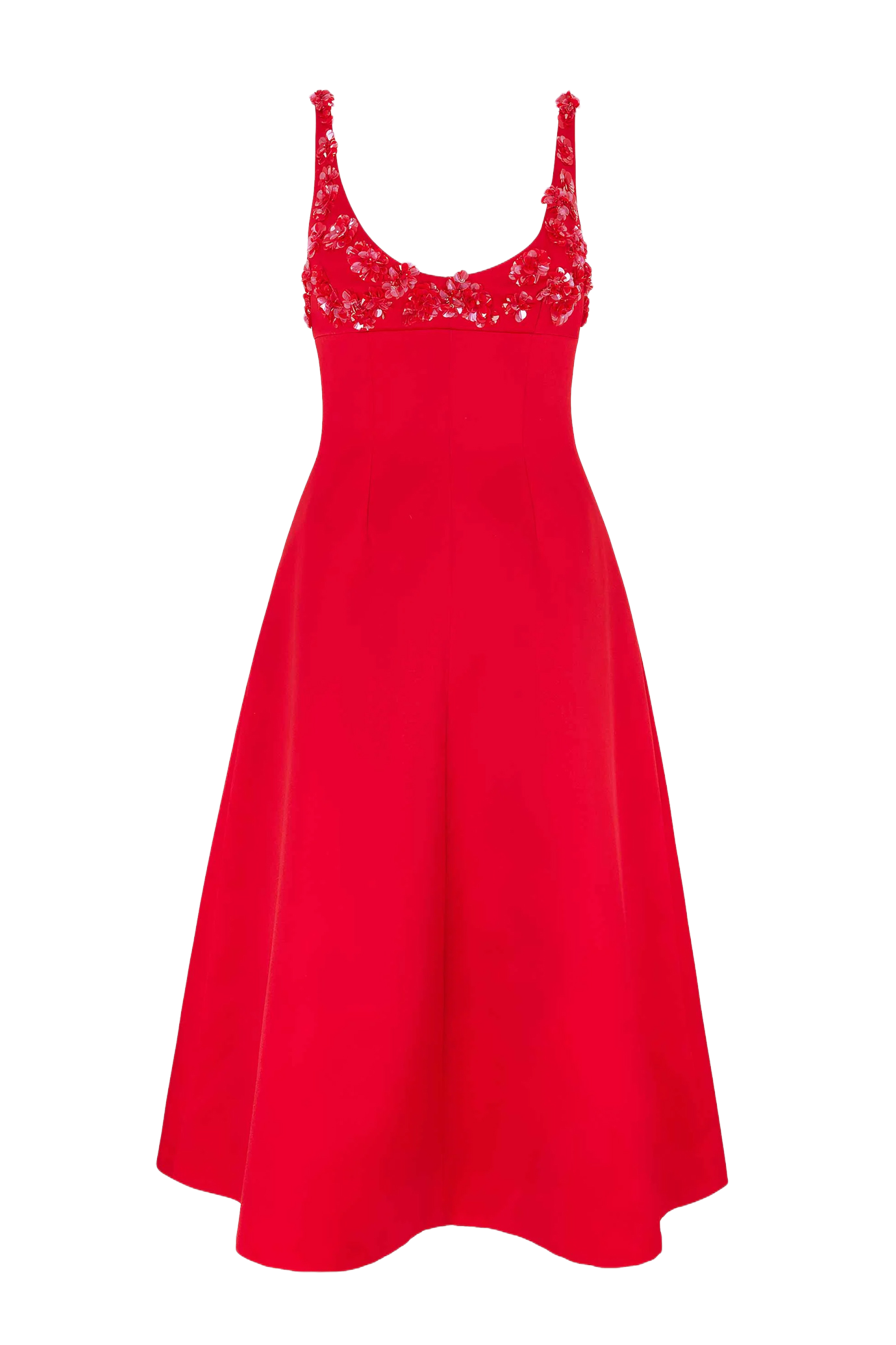 Abella Embellished Dress In Bright Red Doppio Satin