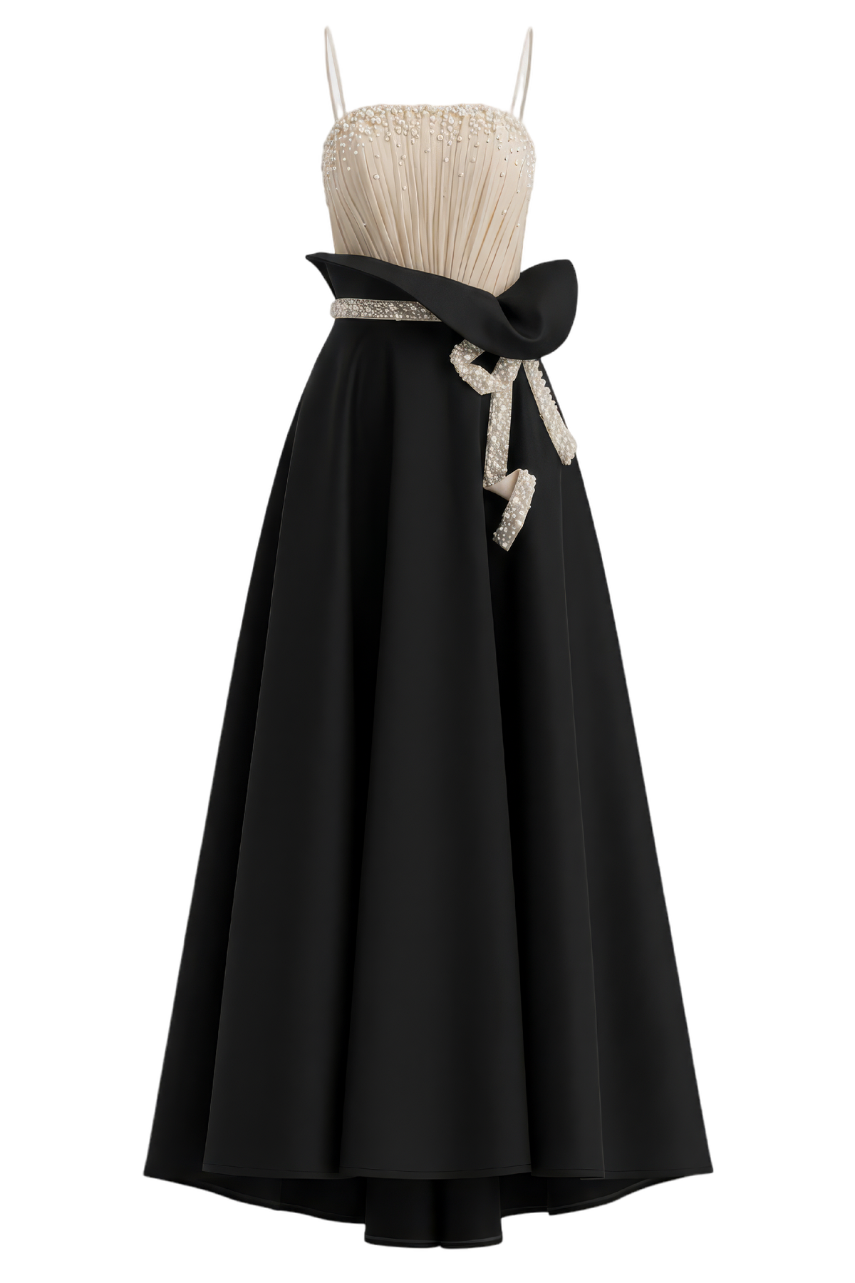 Beige and Black Pearl Ball Gown