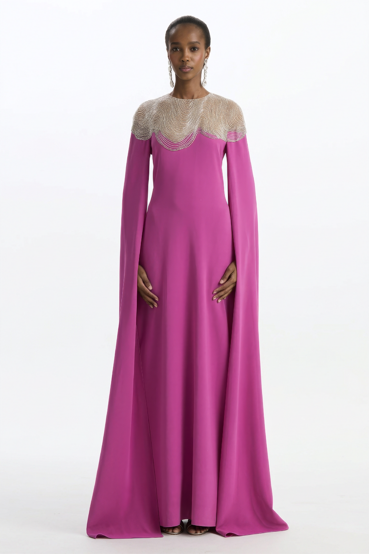 Peridot Bugle Waves Embroidered Caftan